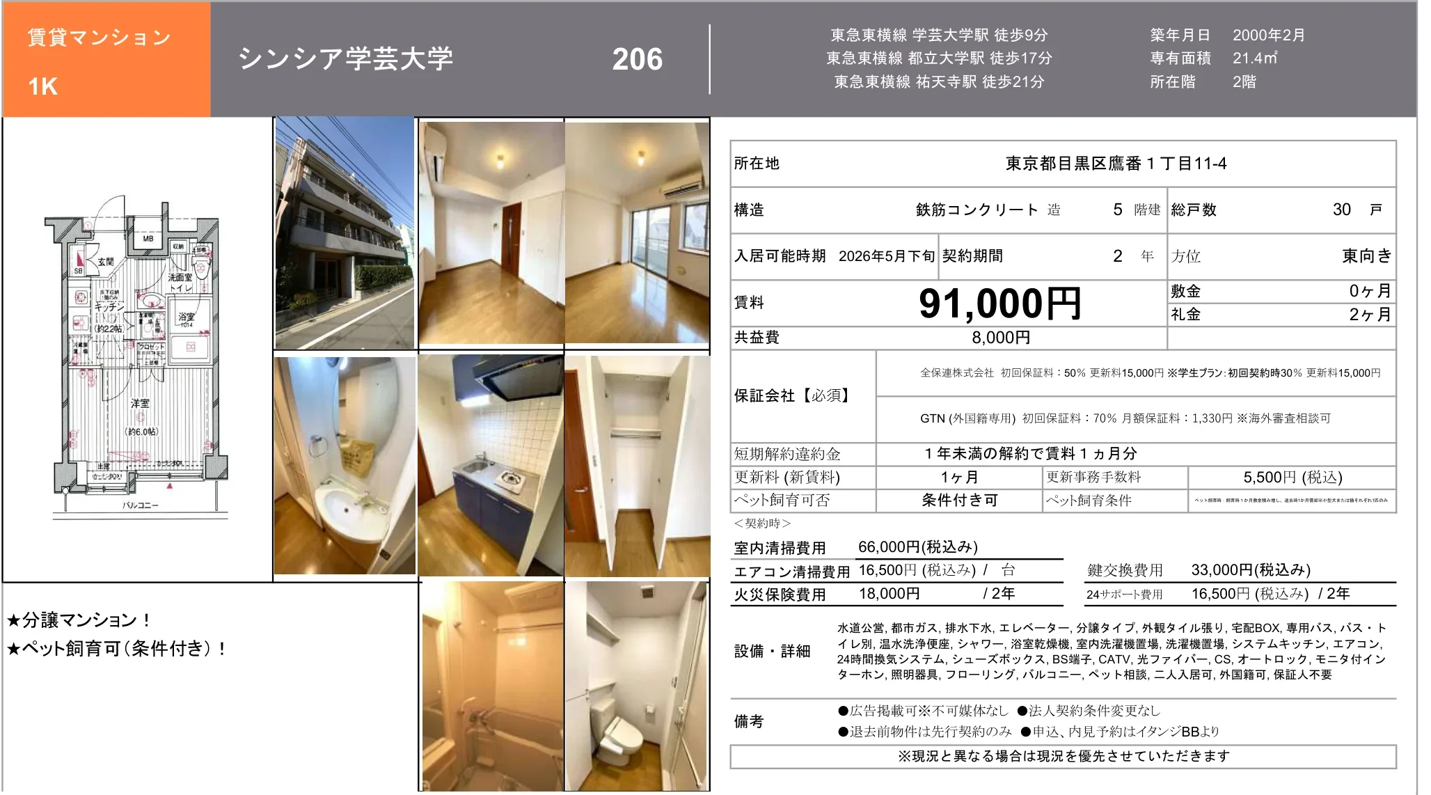 シンシア学芸大学 206号 0