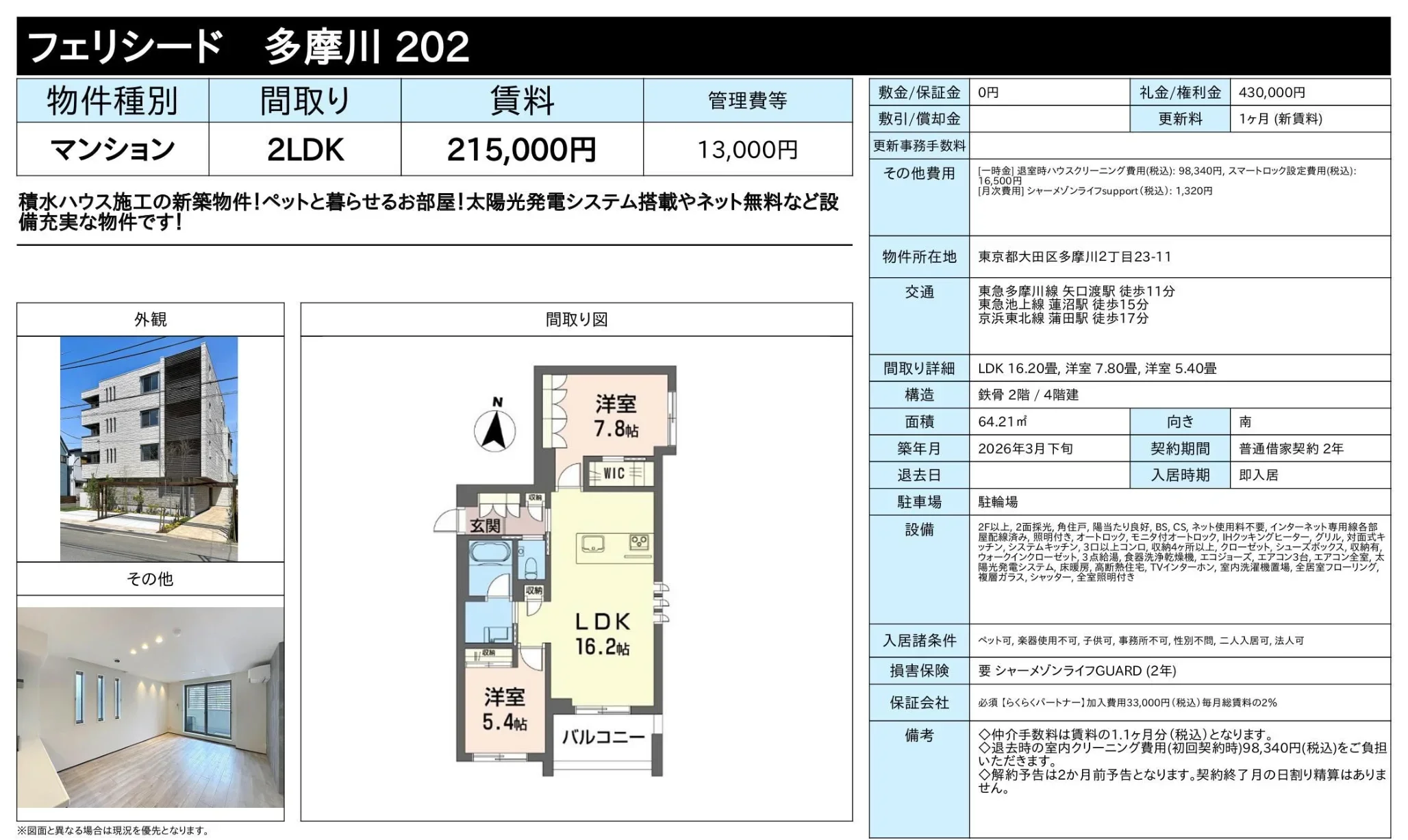 フェリシード 多摩川 202 202 0