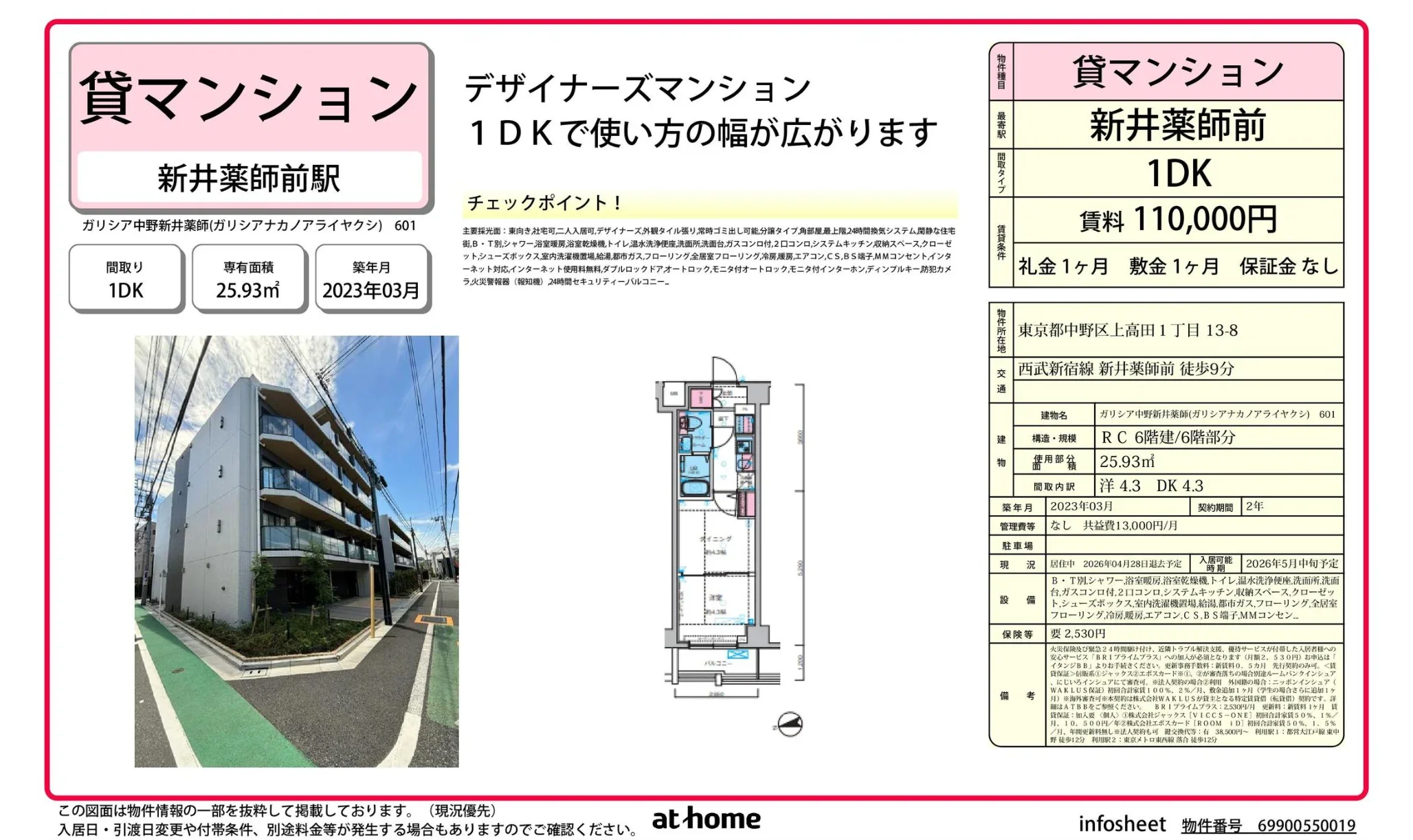 ガリシア中野新井薬師 601 0