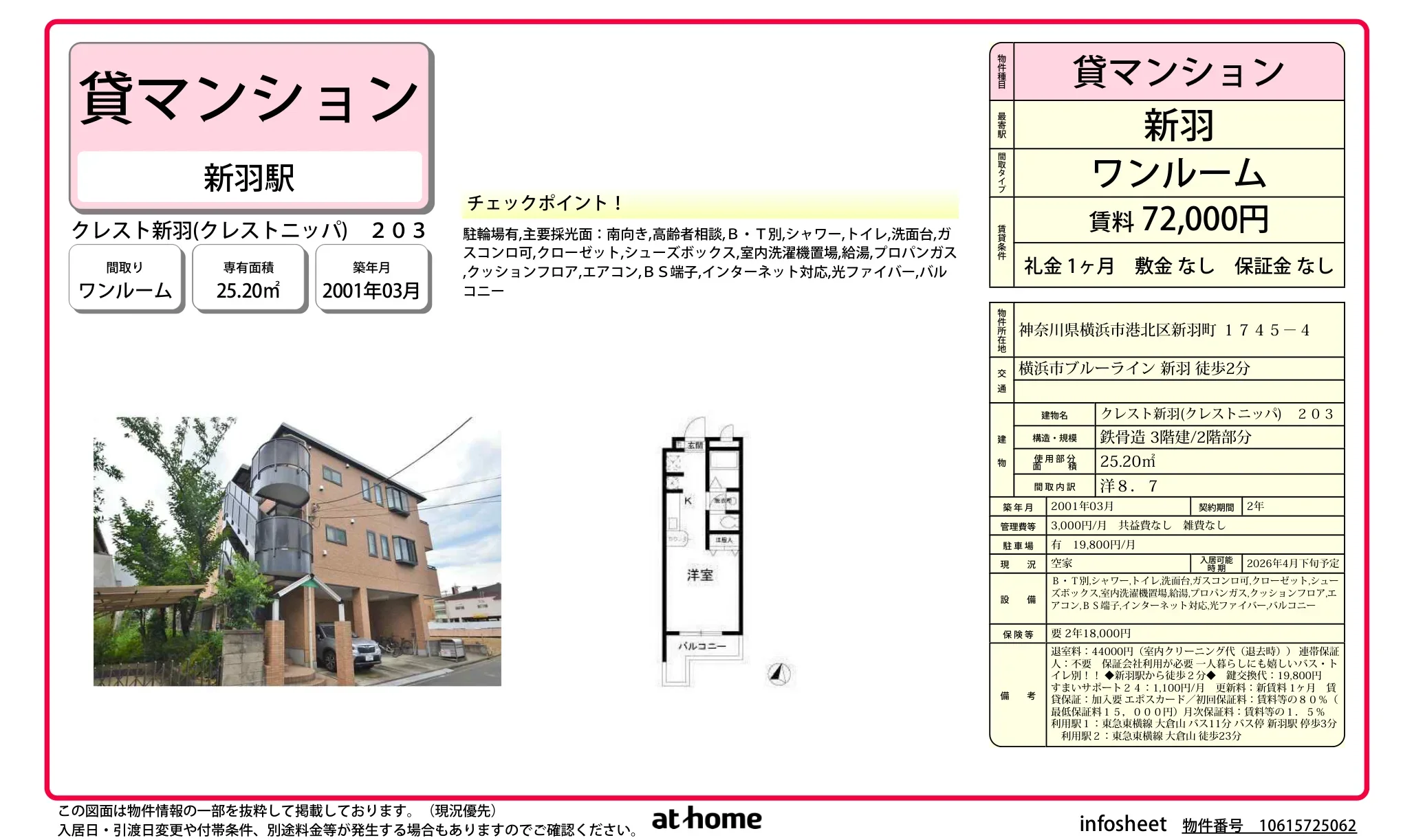 クレスト新羽 203号 0