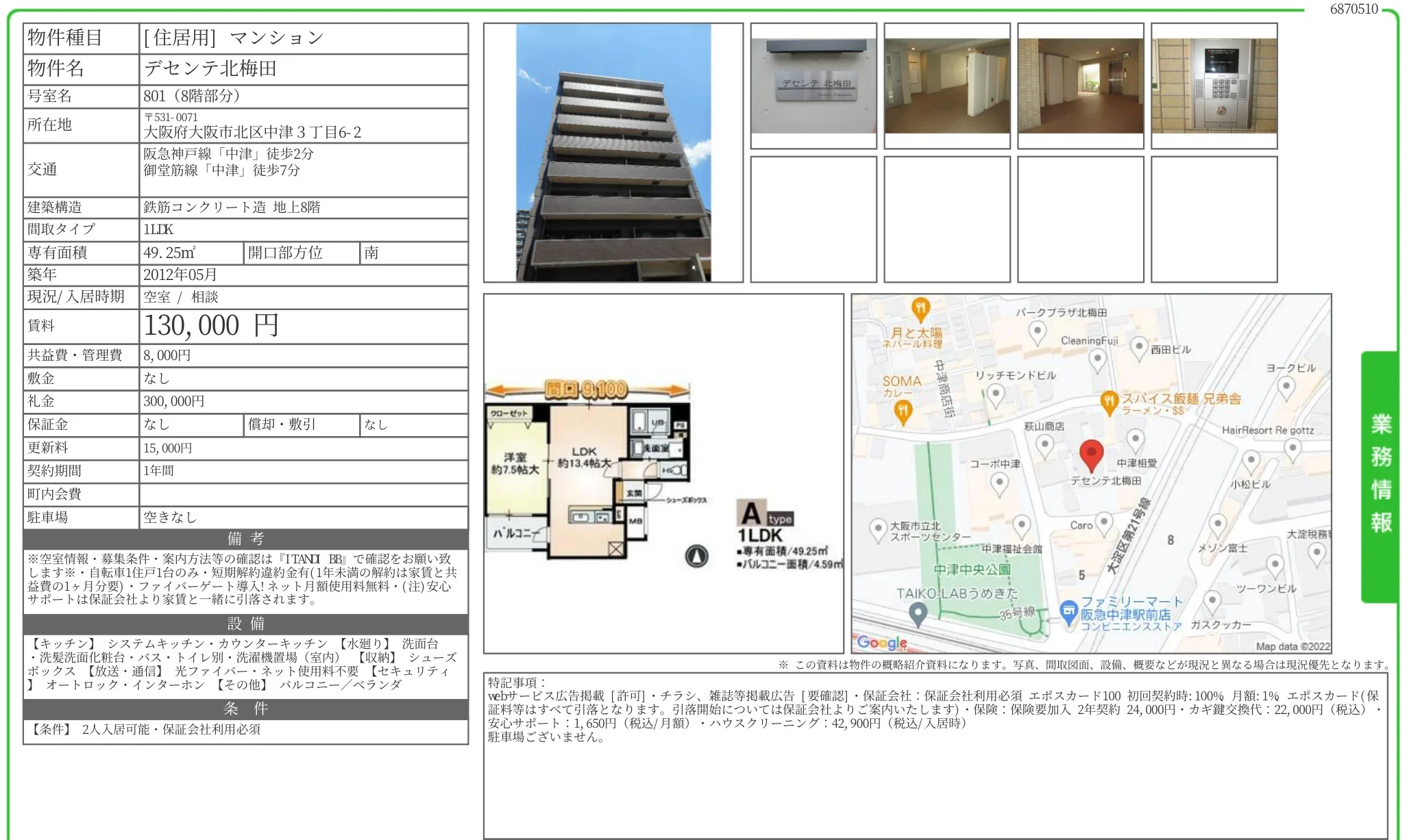 デセンテ北梅田 801 0