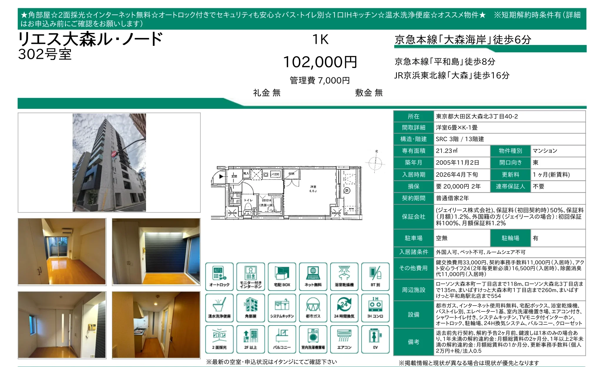 リエス大森ル・ノード 302号 0