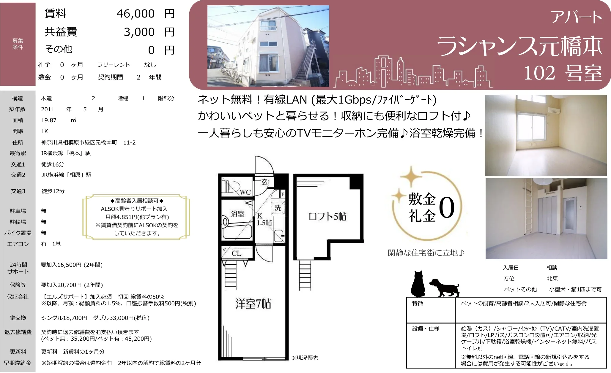 ラシャンス元橋本 102号 0