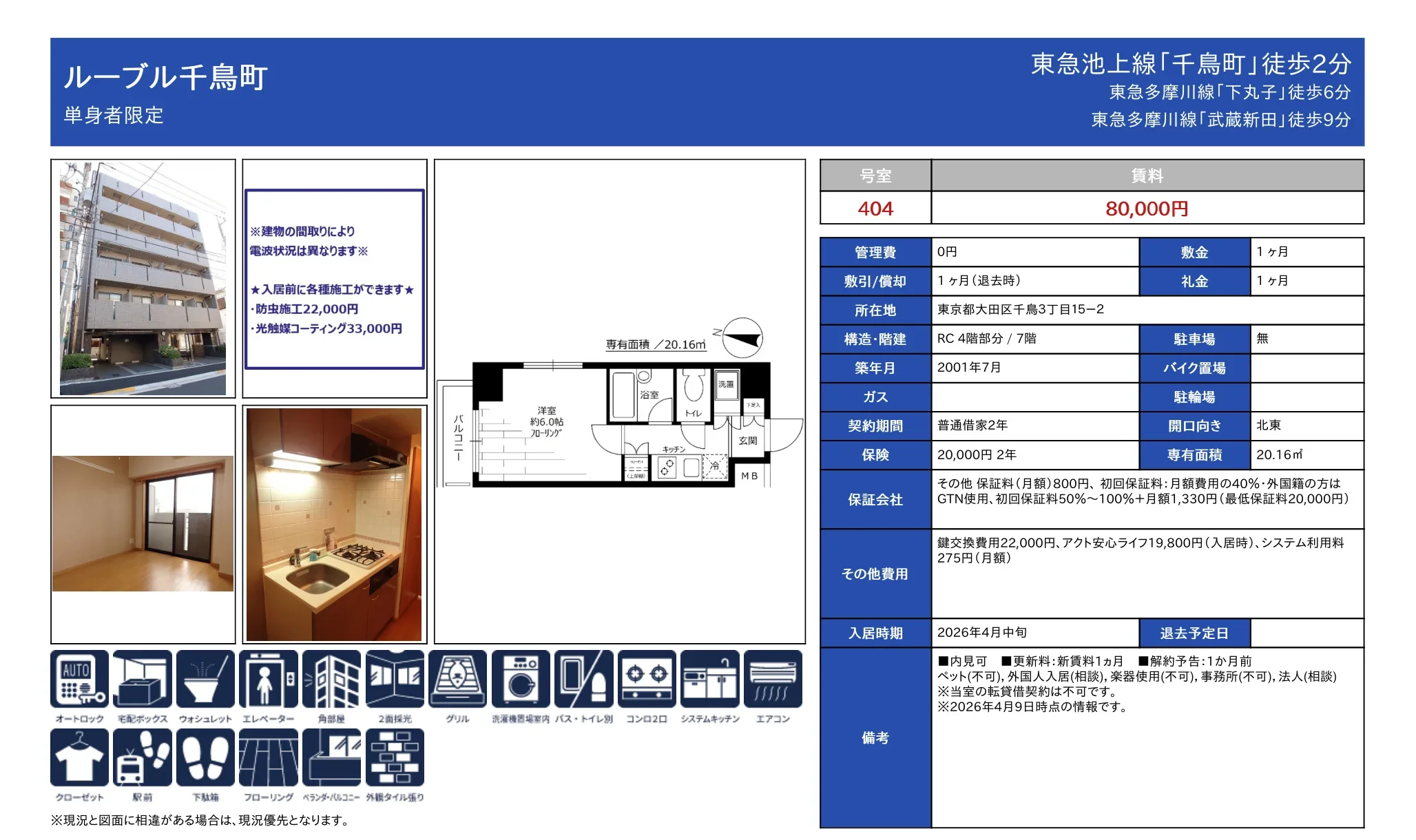 ルーブル千鳥町 1404号 0