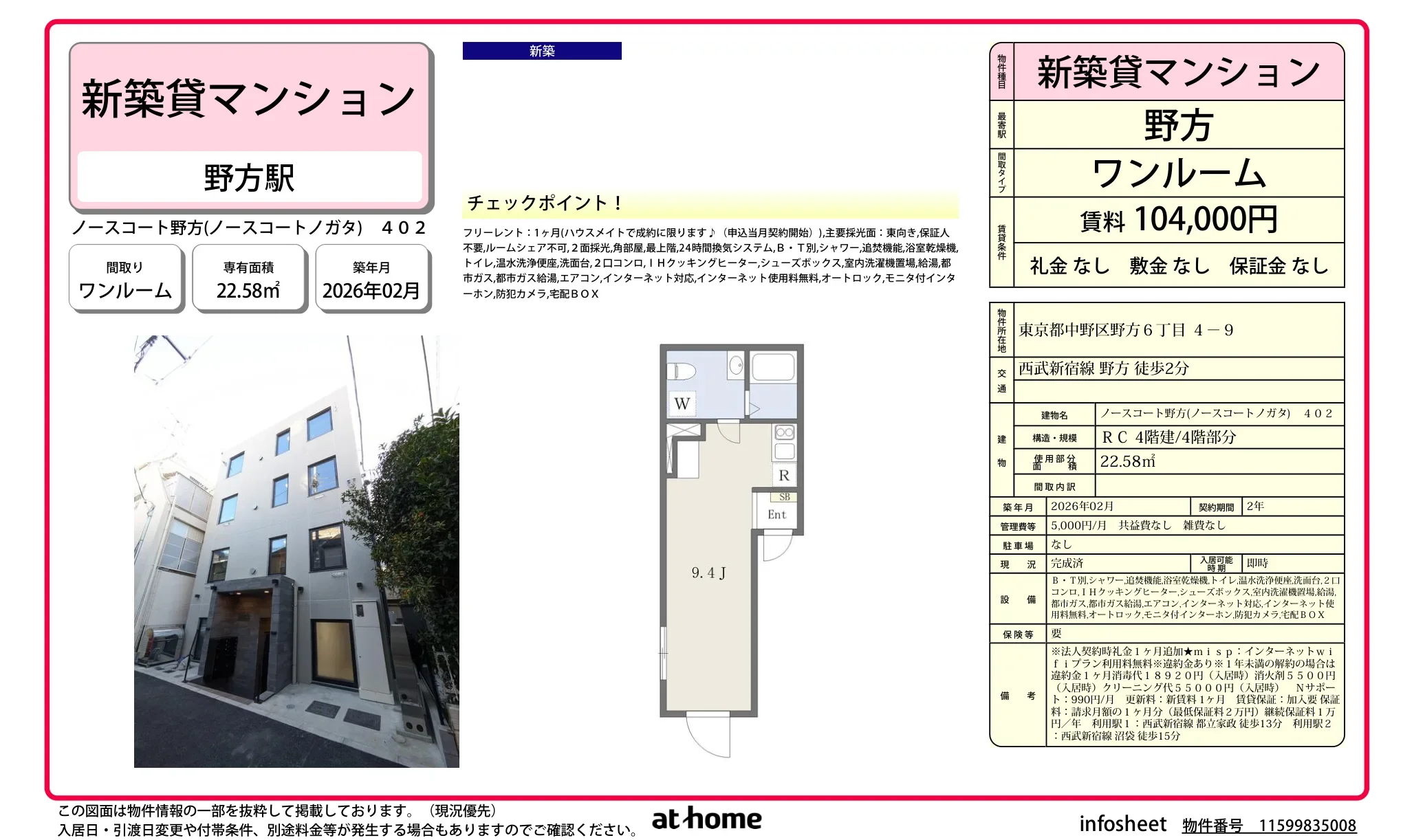 ノースコート野方 402号 0