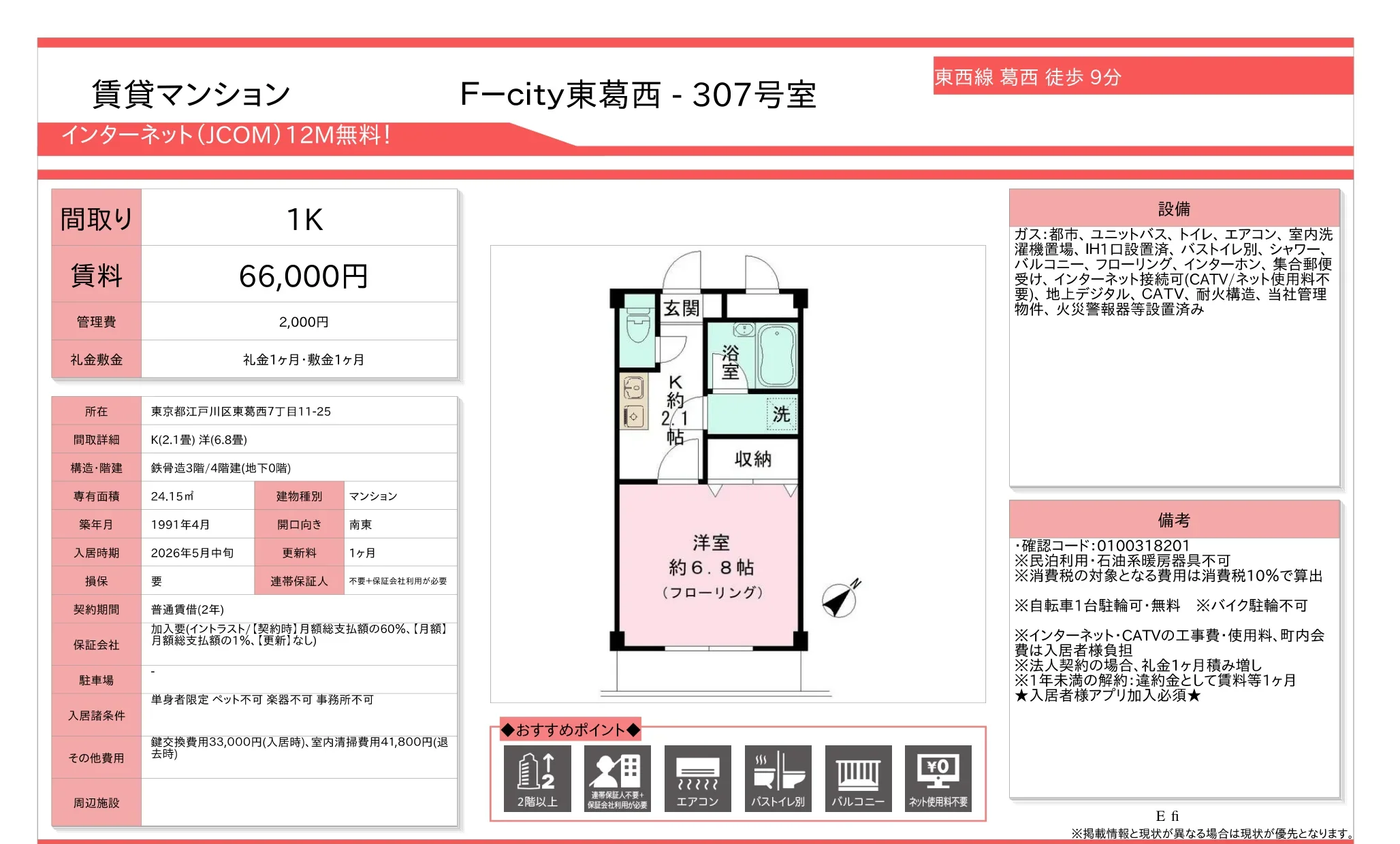 F-city東葛西 307号 0