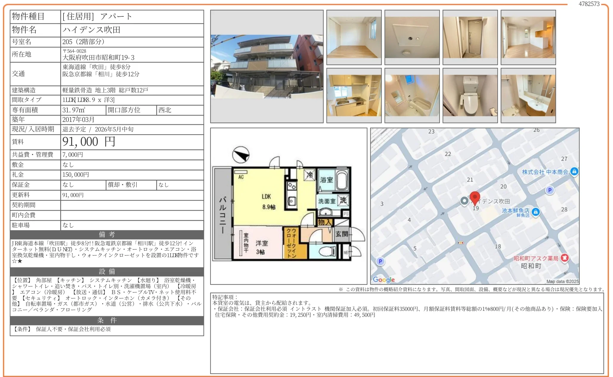 ハイデンス吹田 205号 0