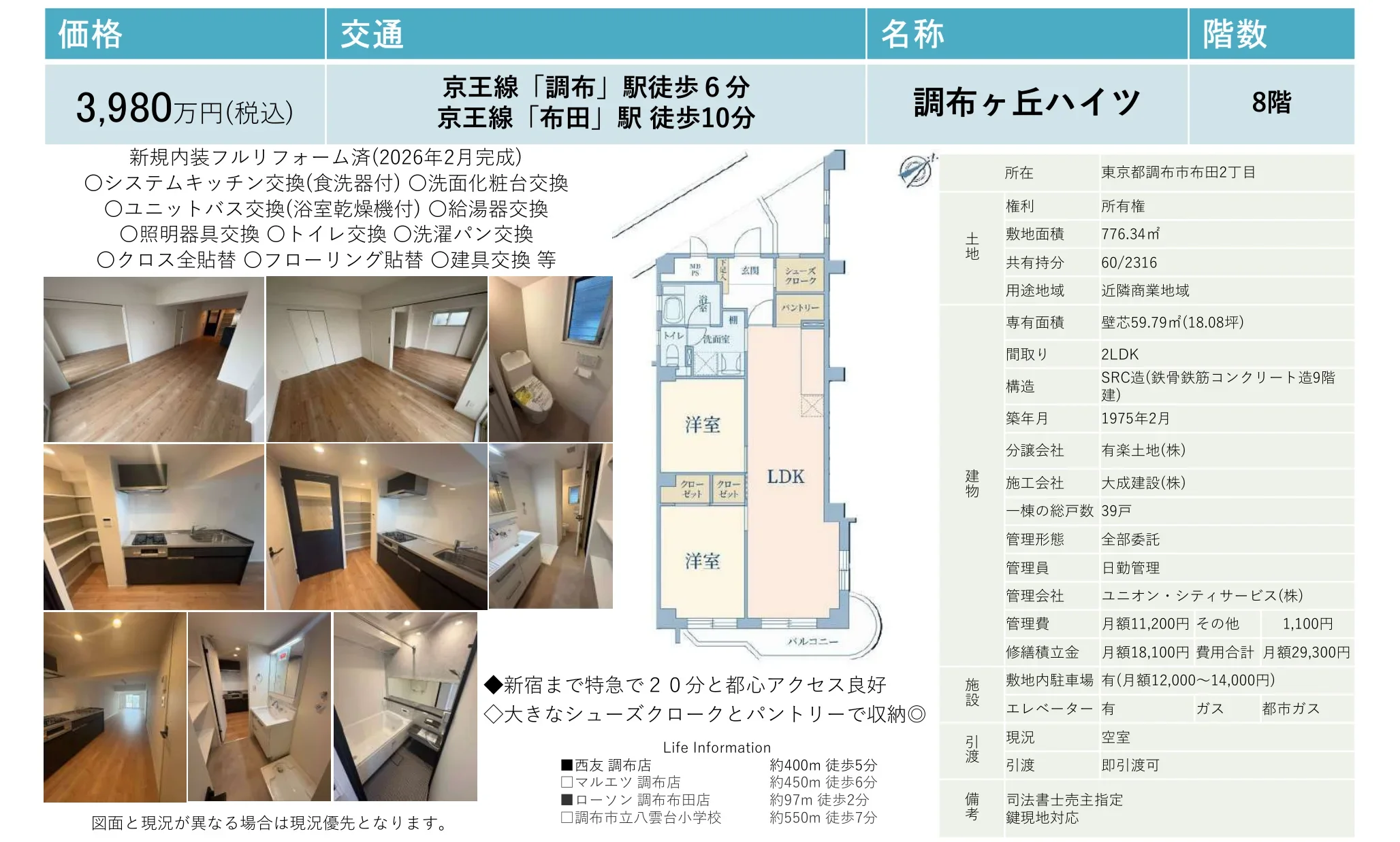 調布ヶ丘ハイツ 8号 0