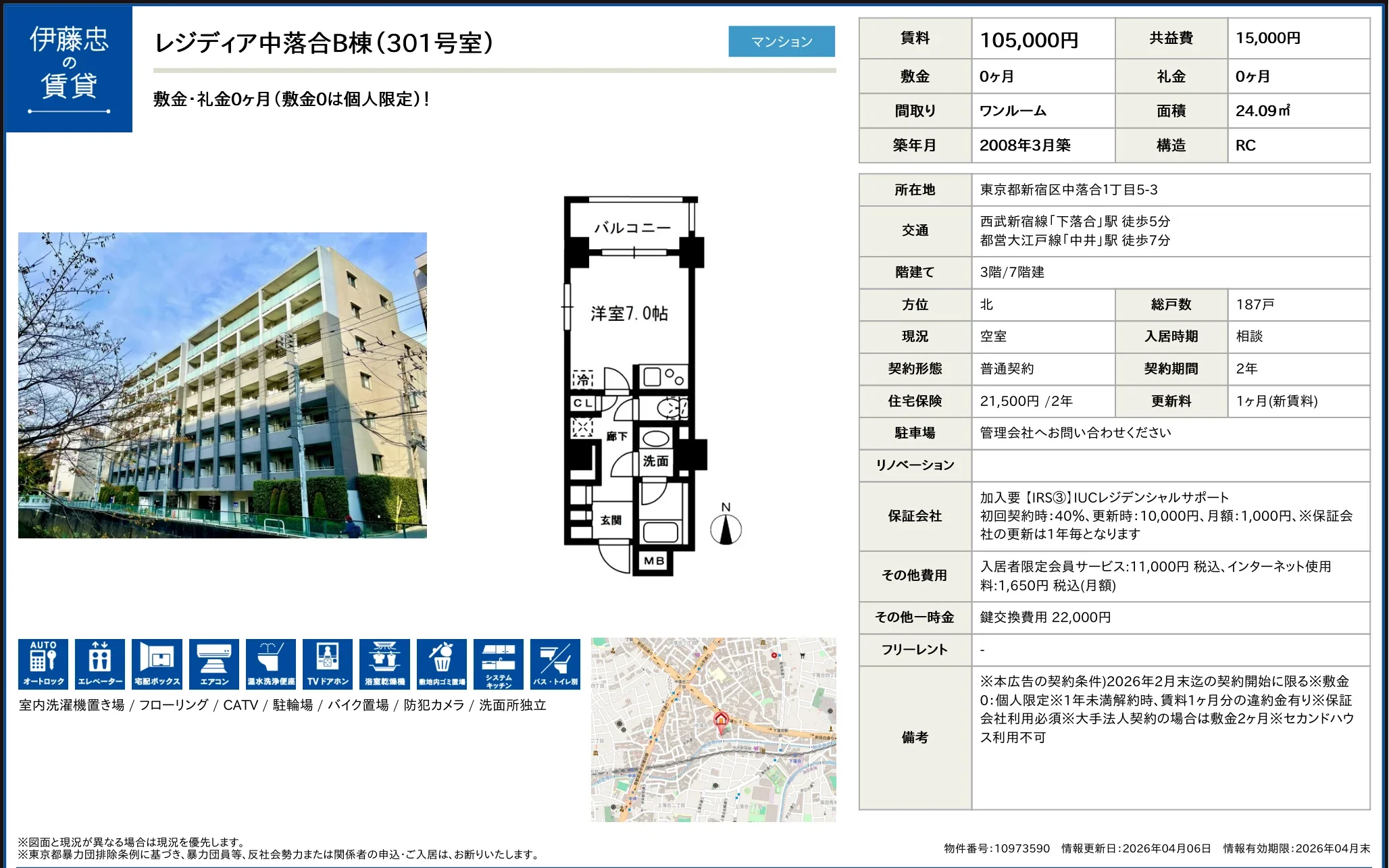 伊藤忠レジディア中落合B棟 301号室 0