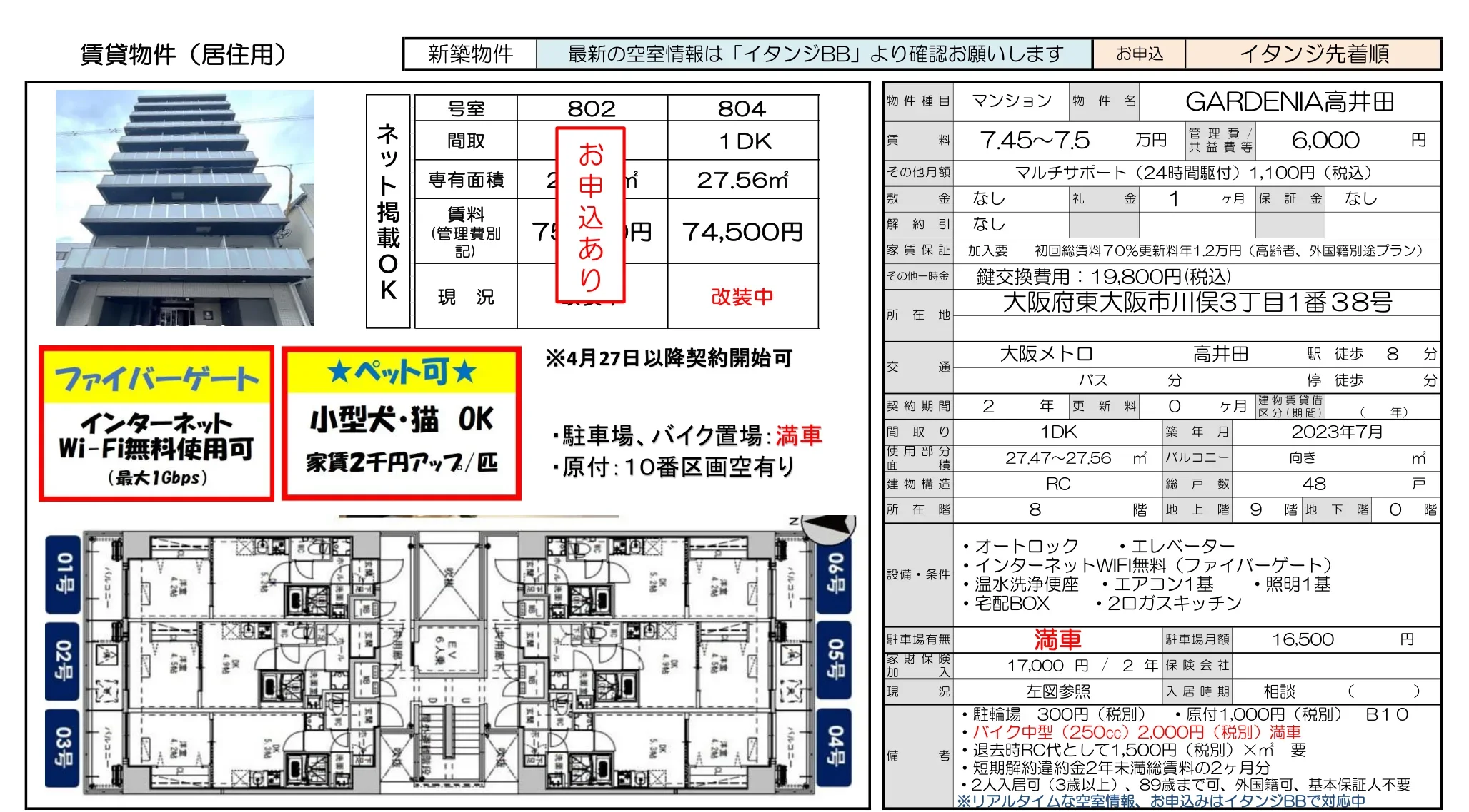 GARDENIA高井田 804号 0