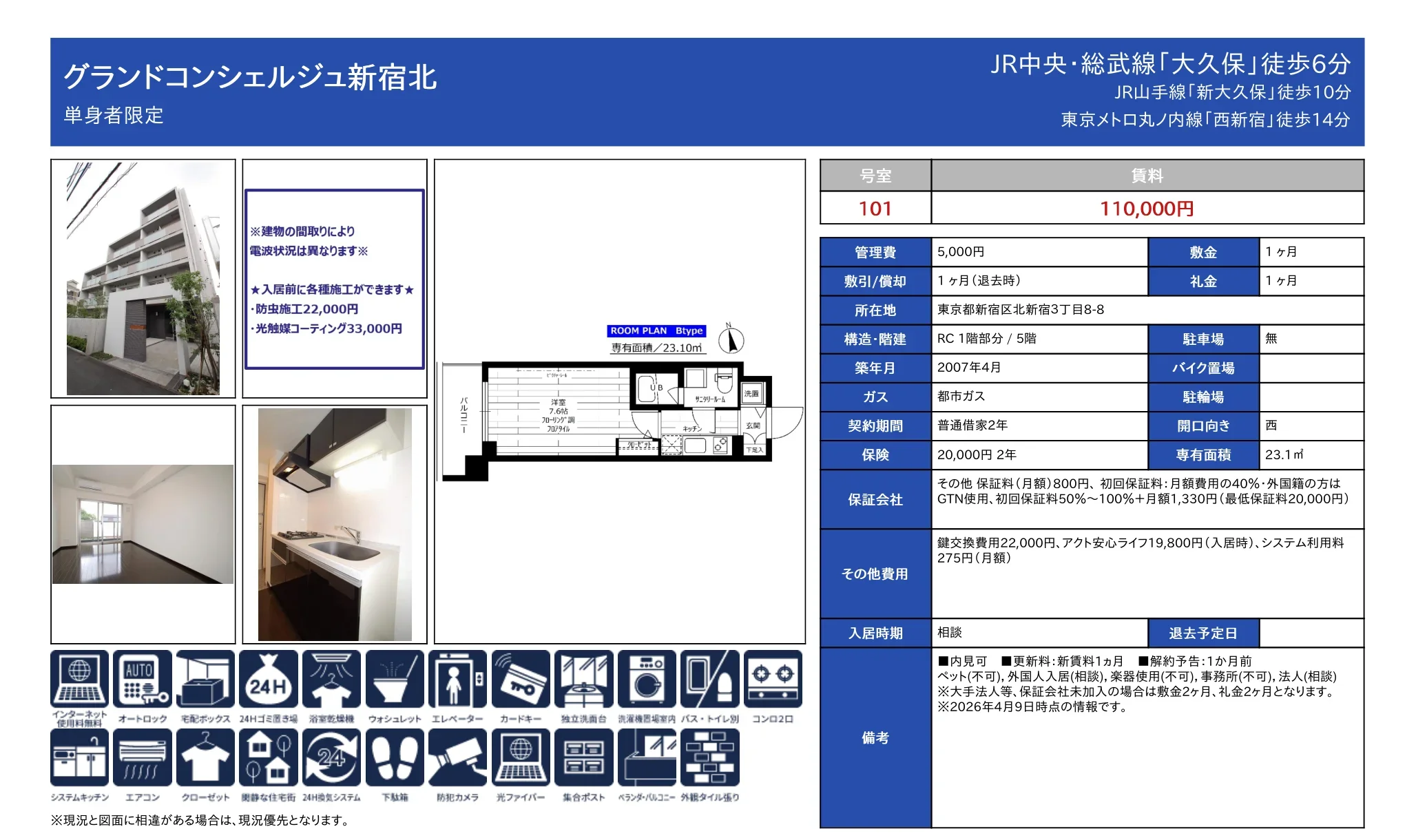 グランドコンシェルジュ新宿北 101号 0