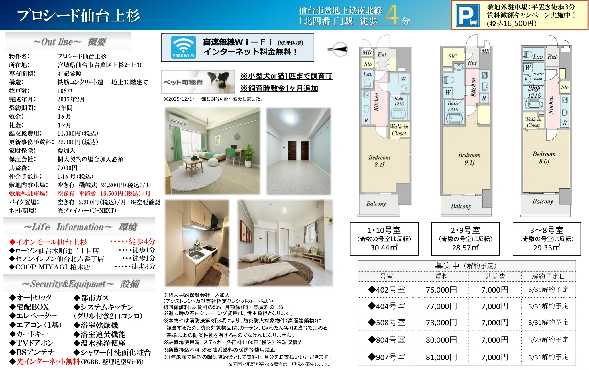 プロシード仙台上杉 402号室 0