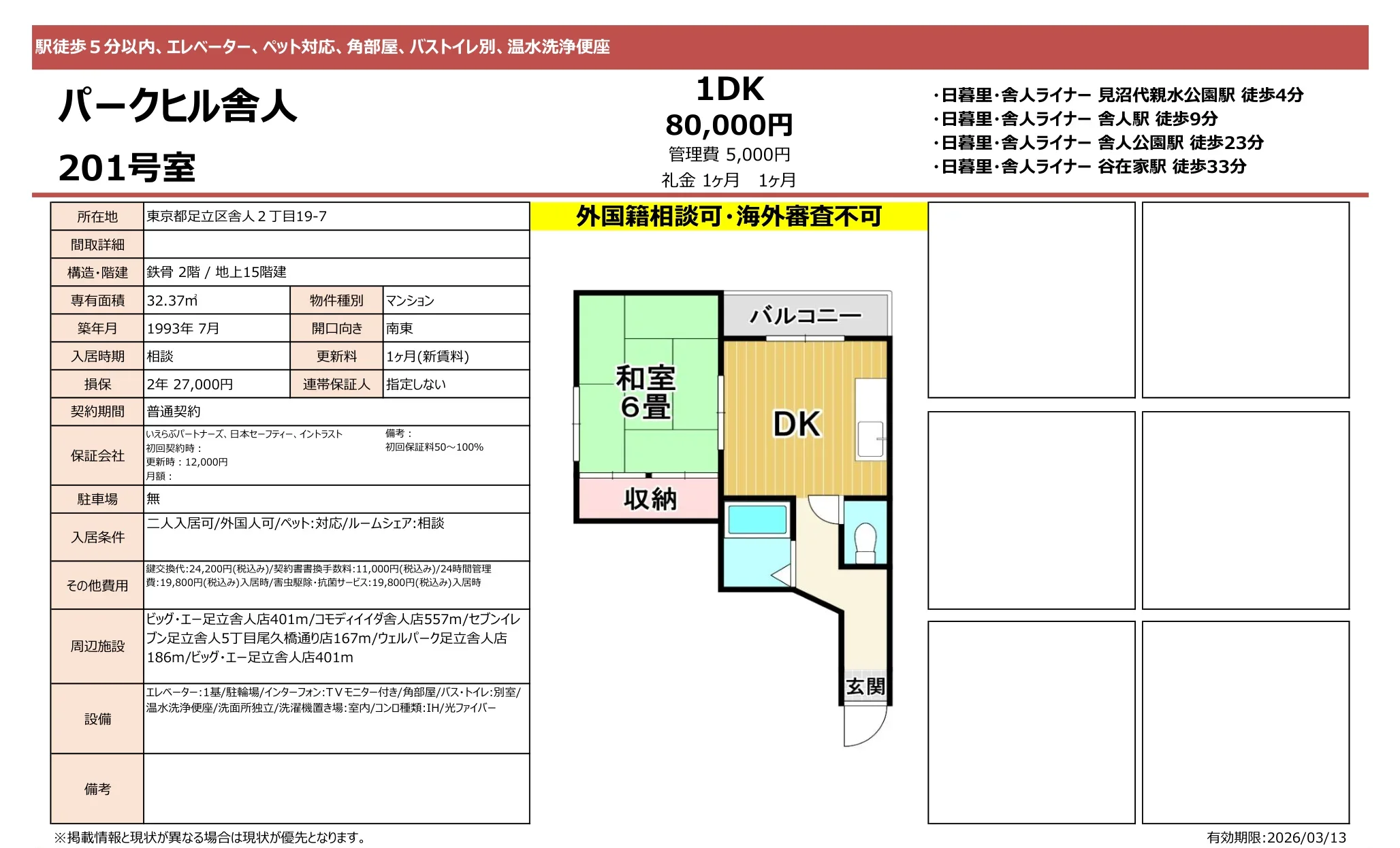 パークヒル舎人 201号 0