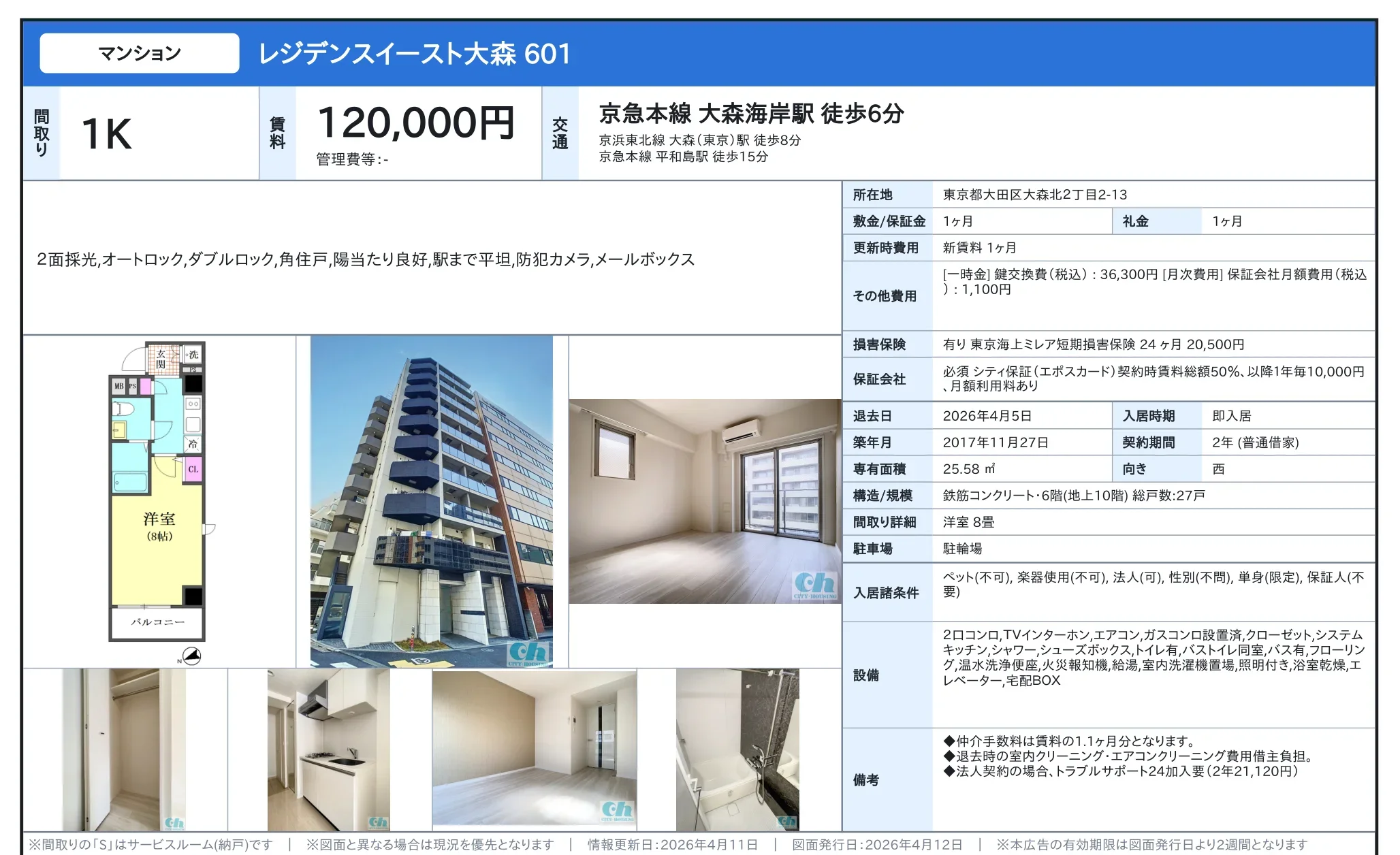 レジデンスイースト大森 601 601 0