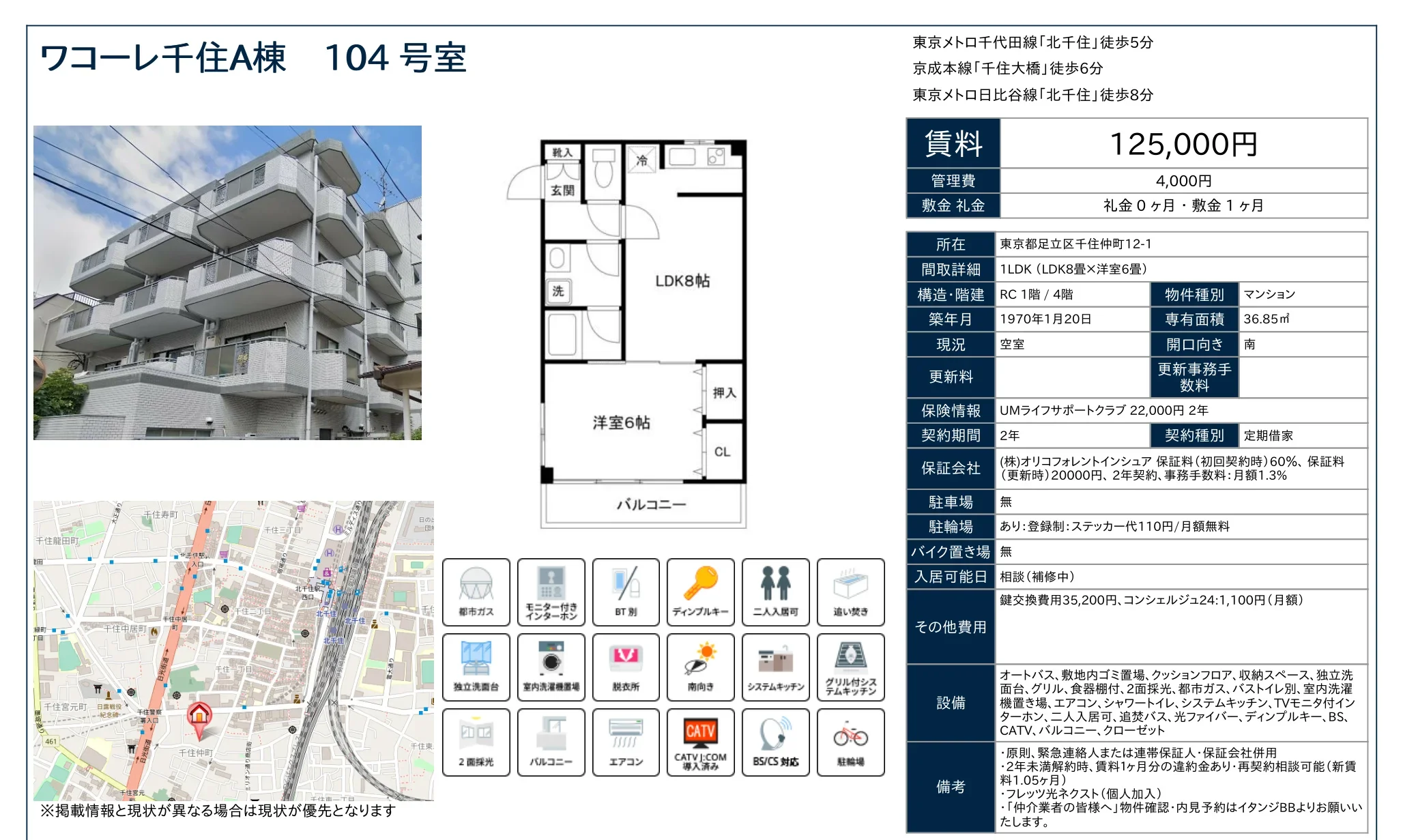 ワコーレ千住A棟 104号 0