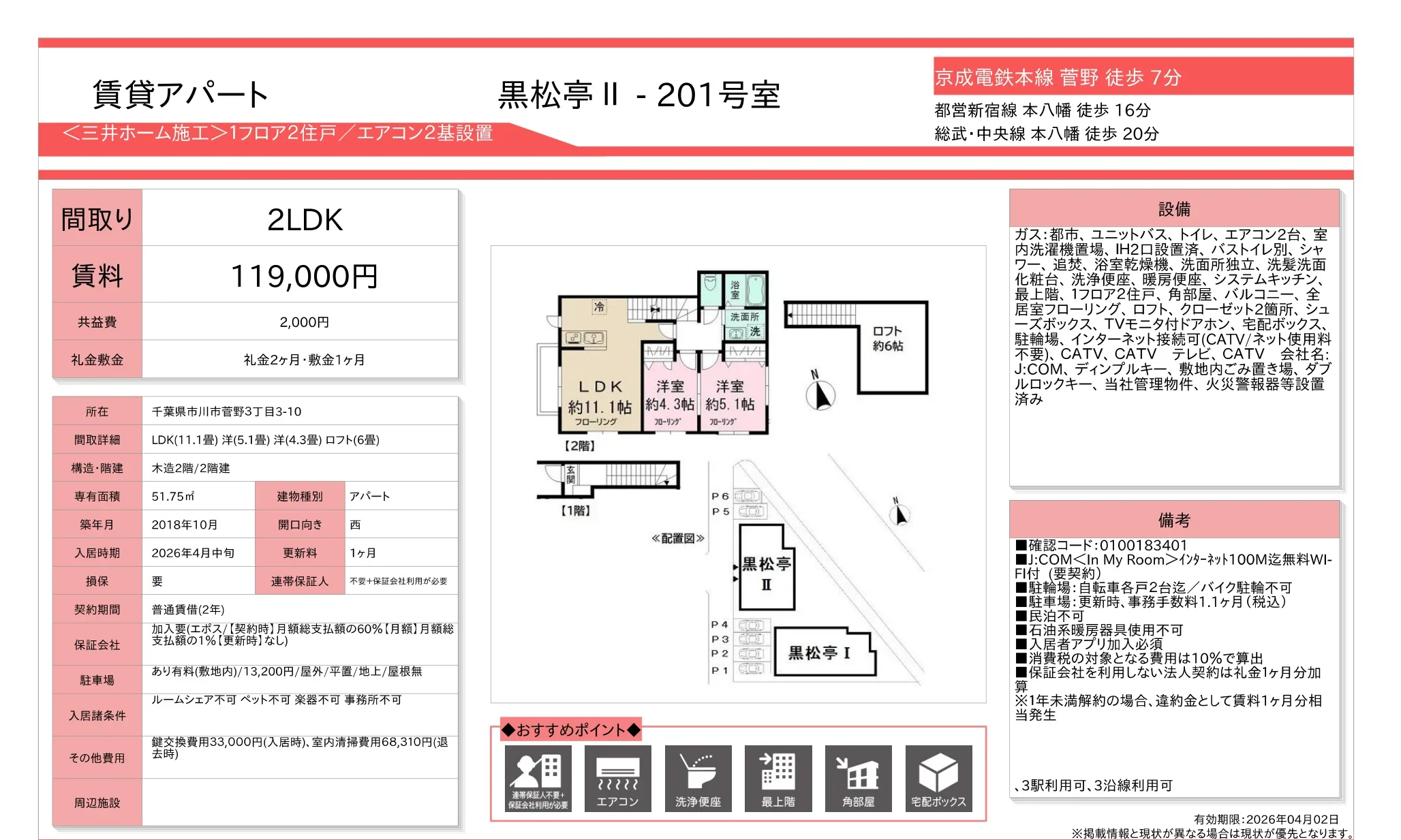 黒松亭 Ⅱ 201号 0