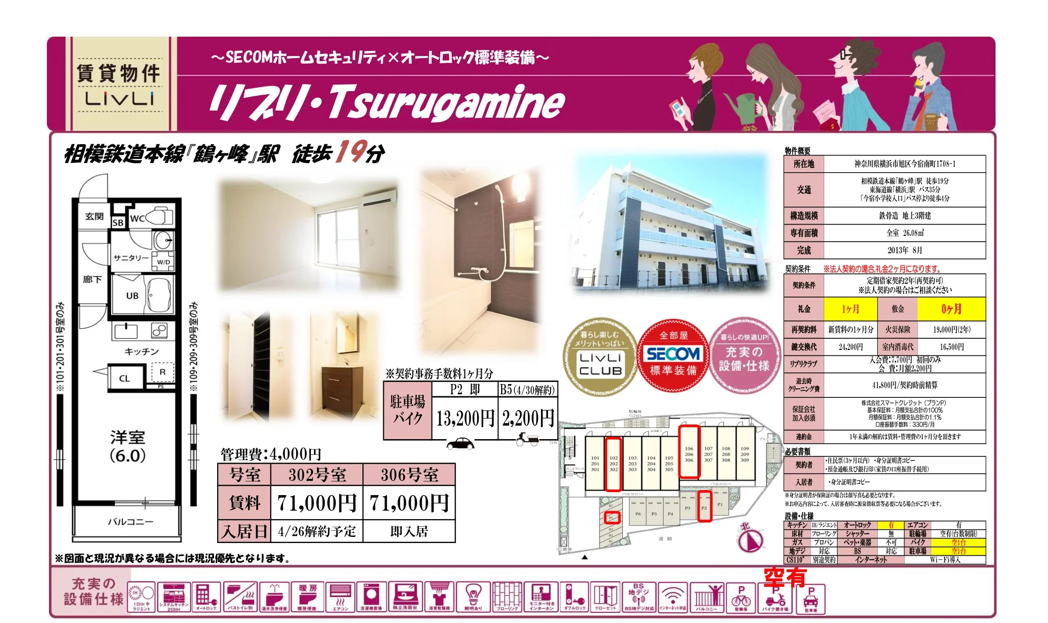 リブリ・Tsurugamine 302号室 0