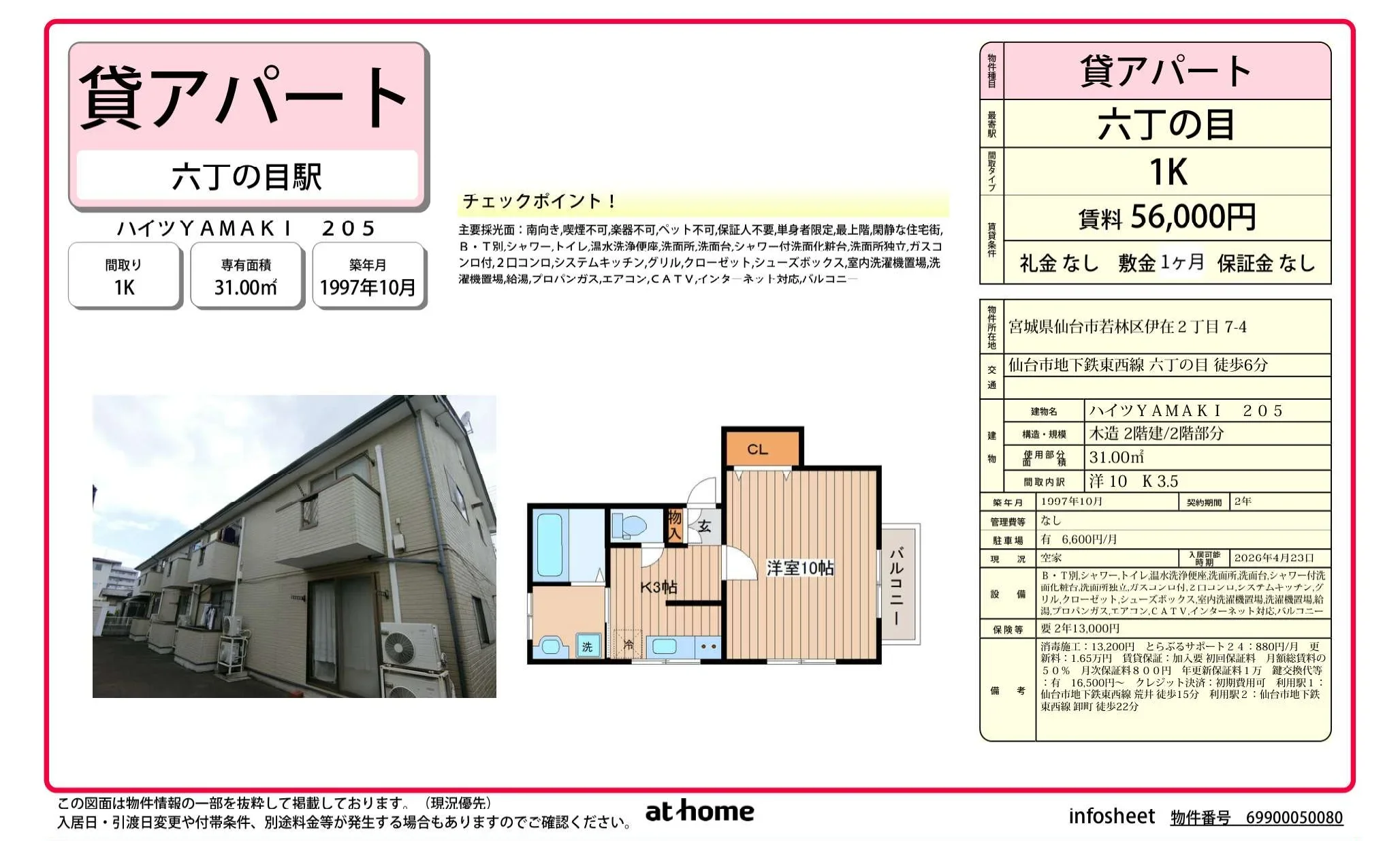 ハイツYAMAKI 205号 0