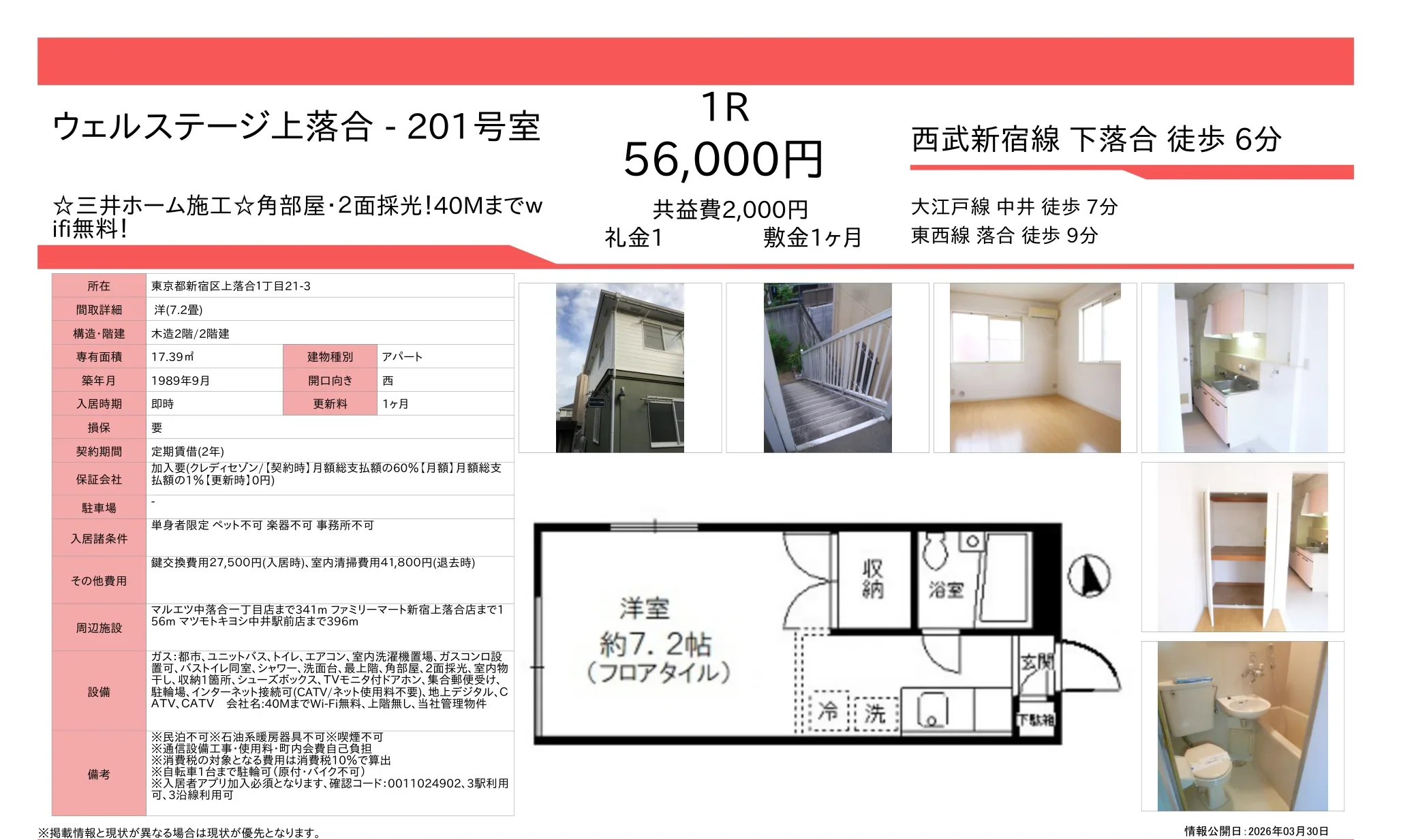 ウェルステージ上落合 201号 0