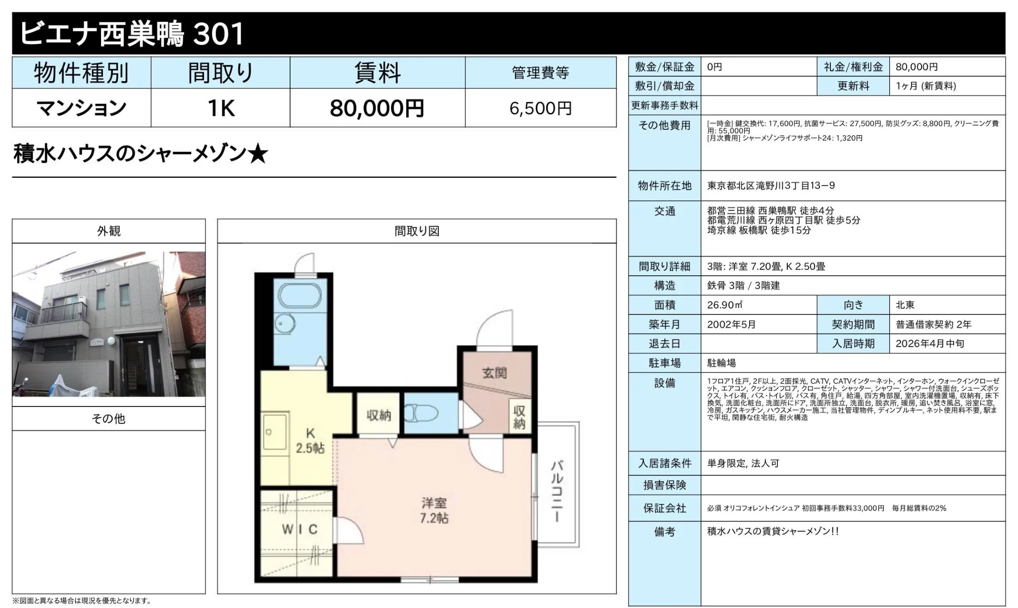 ビエナ西巣鴨 301 301号 0