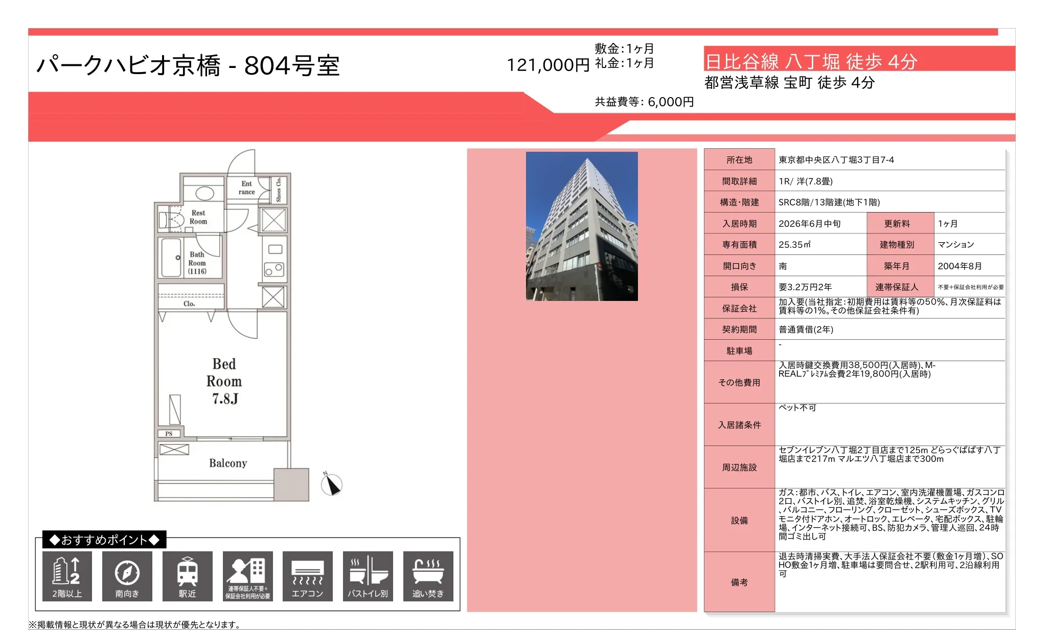 パークハビオ京橋 804号 0