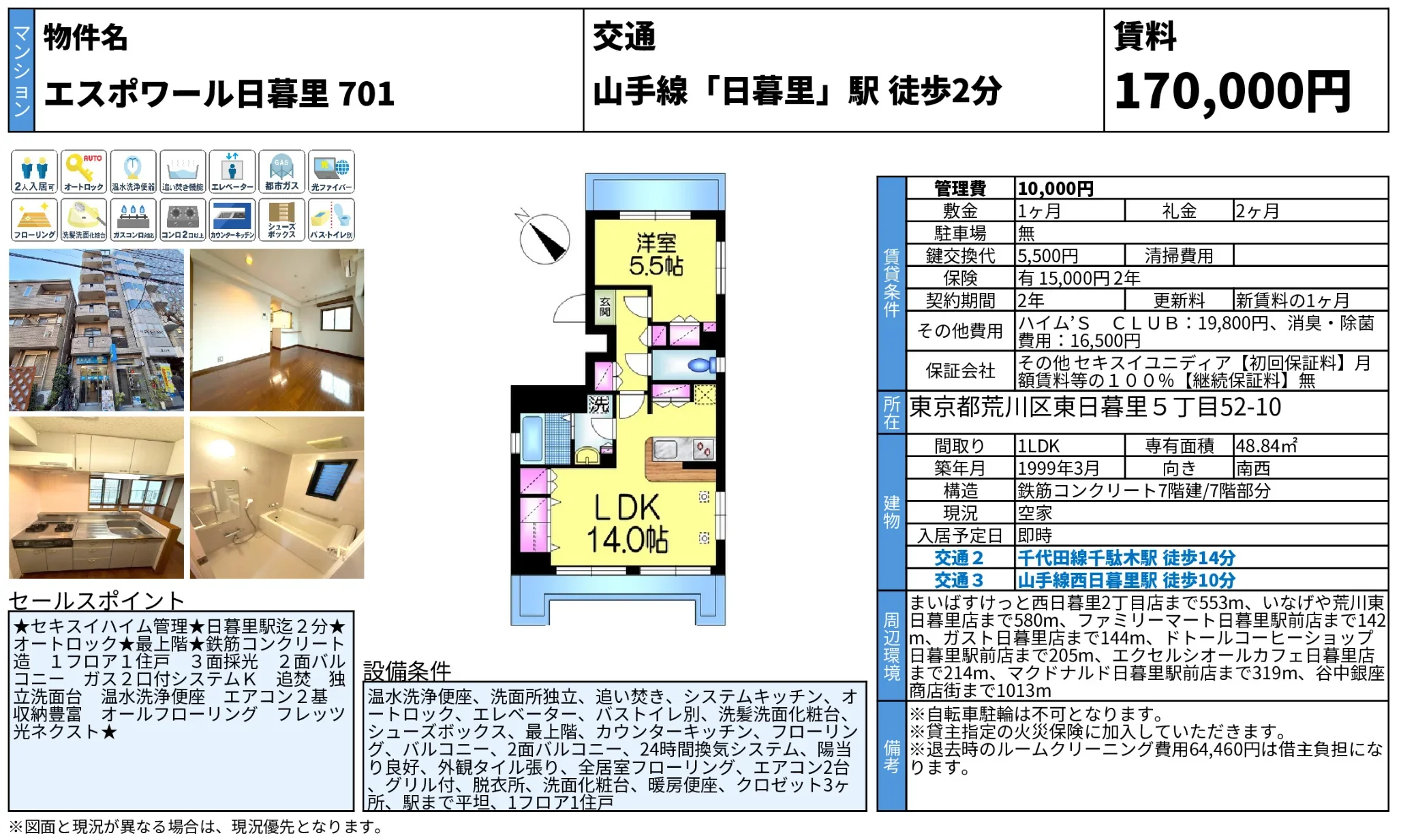 エスポワール日暮里 701 0