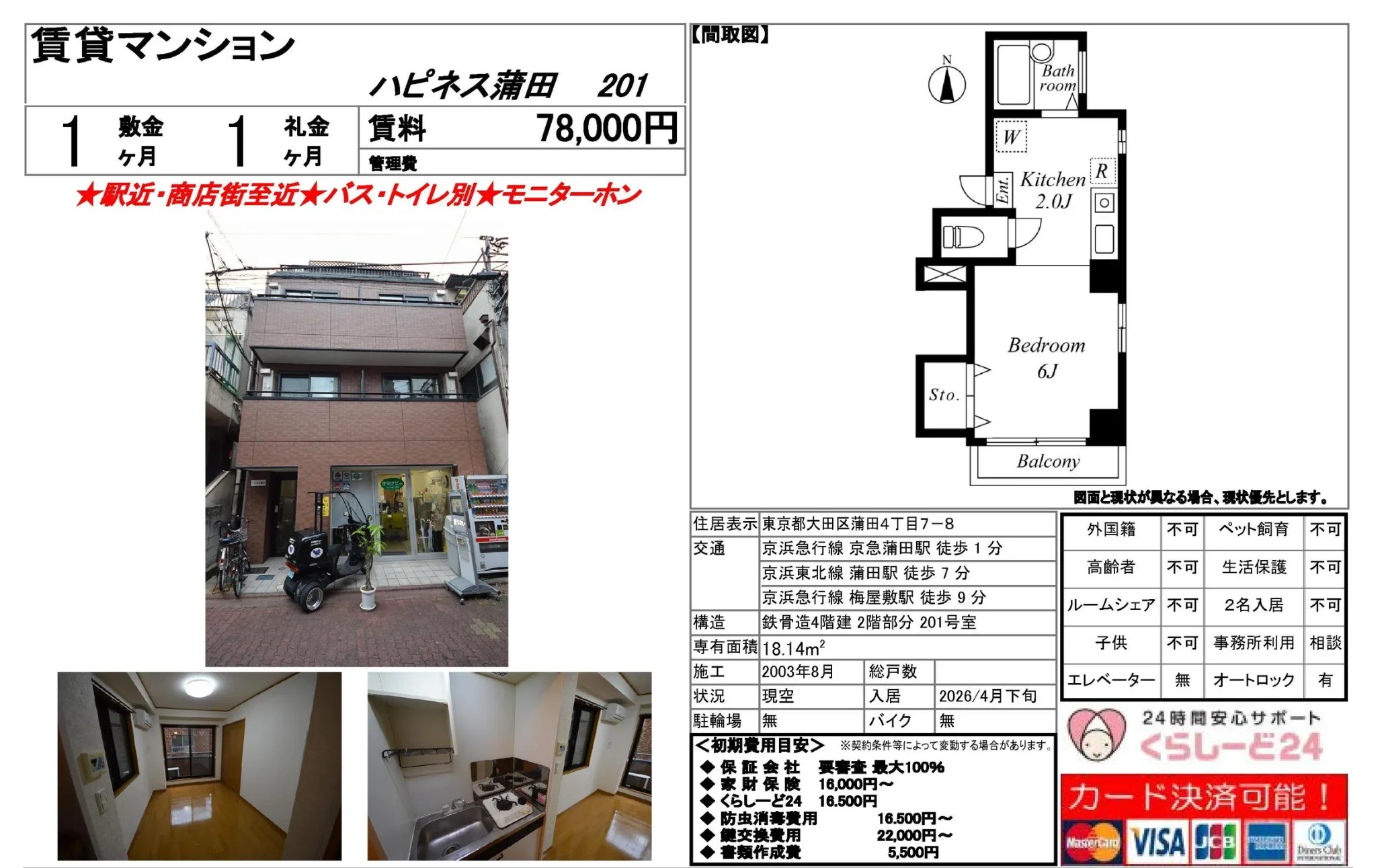 ハピネス蒲田 201号 0