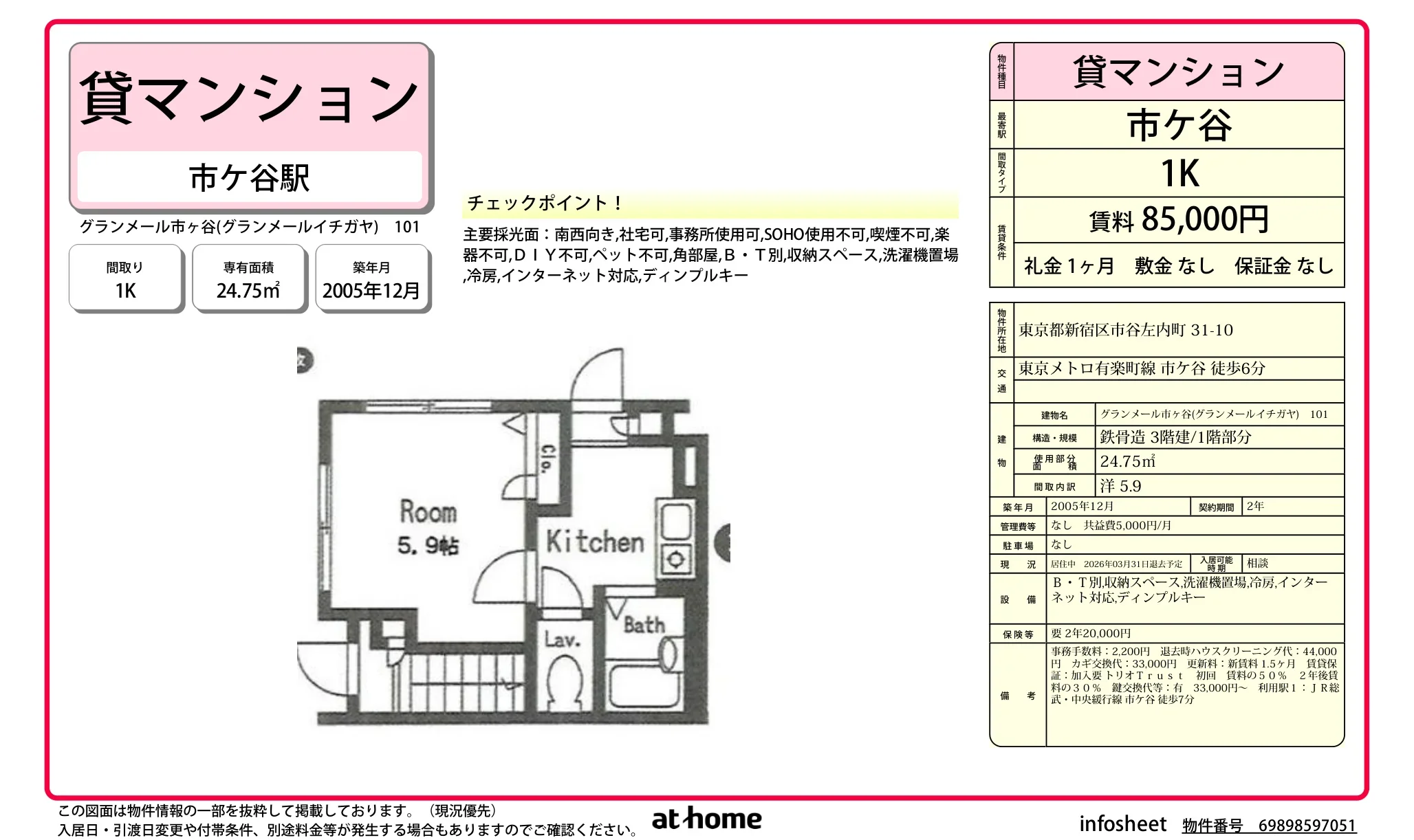 グランメール市ヶ谷 101 0