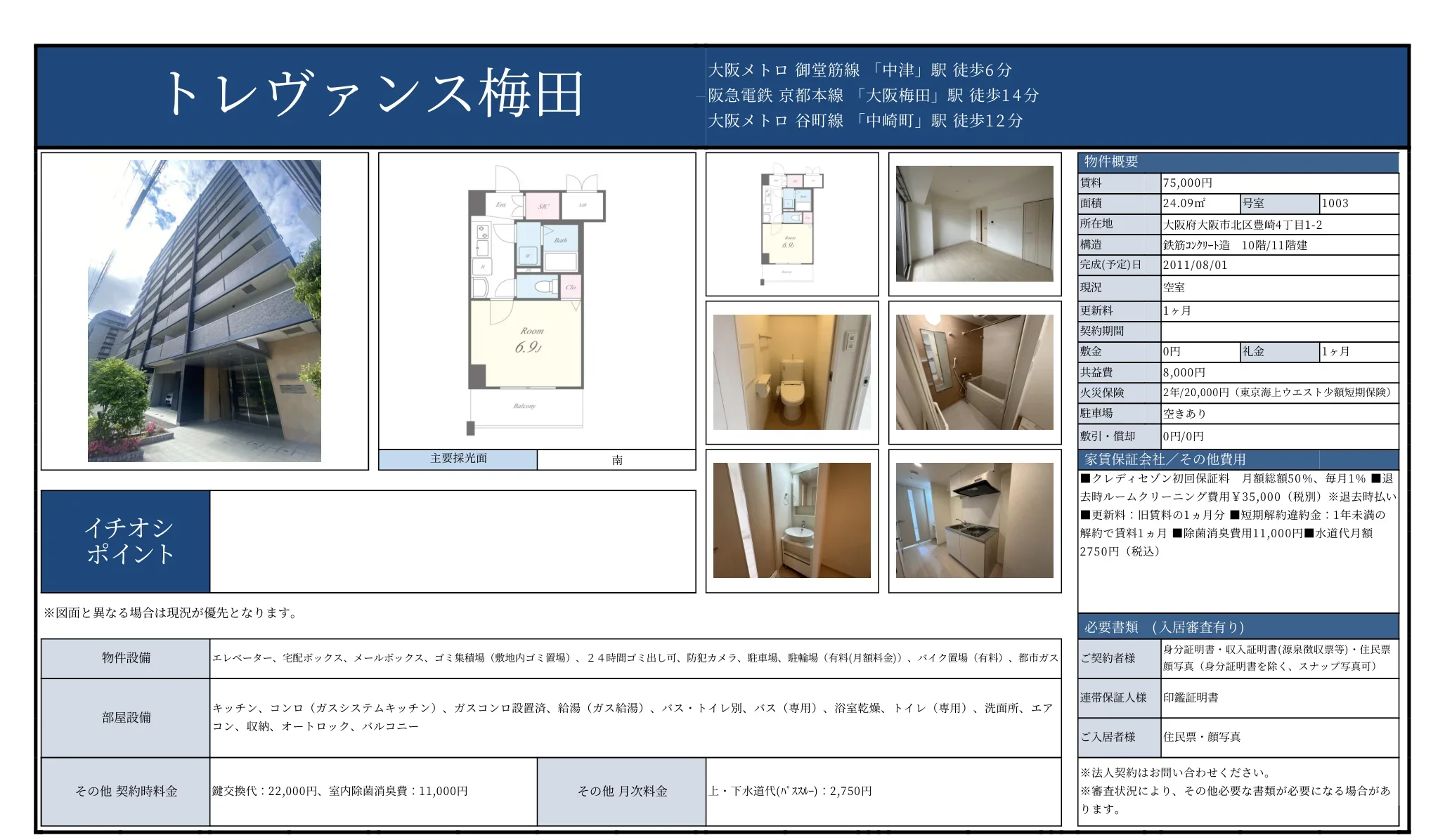 トレヴァンス梅田 1003号 0