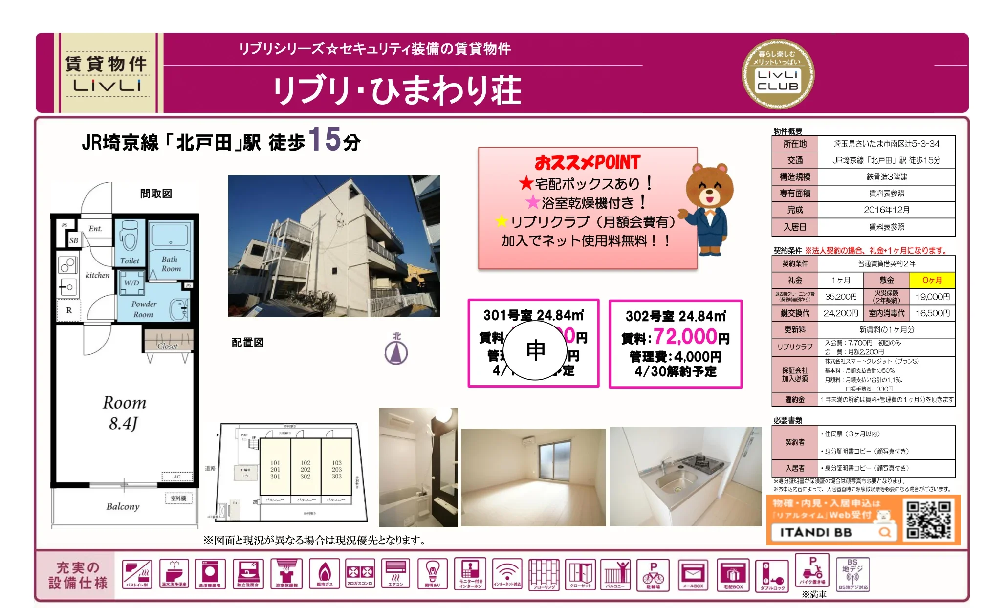 リブリ・ひまわり荘 302号 0