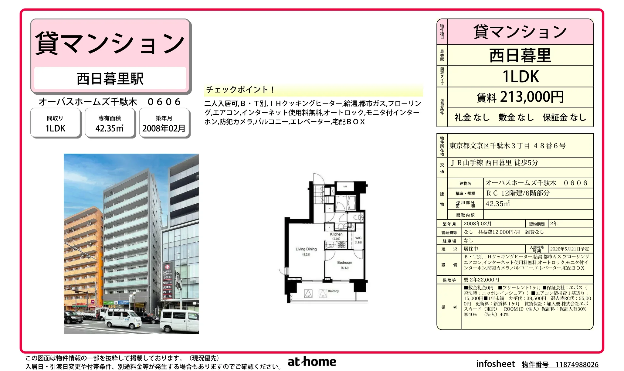 オーパスホームズ千駄木 0606 0606号 0
