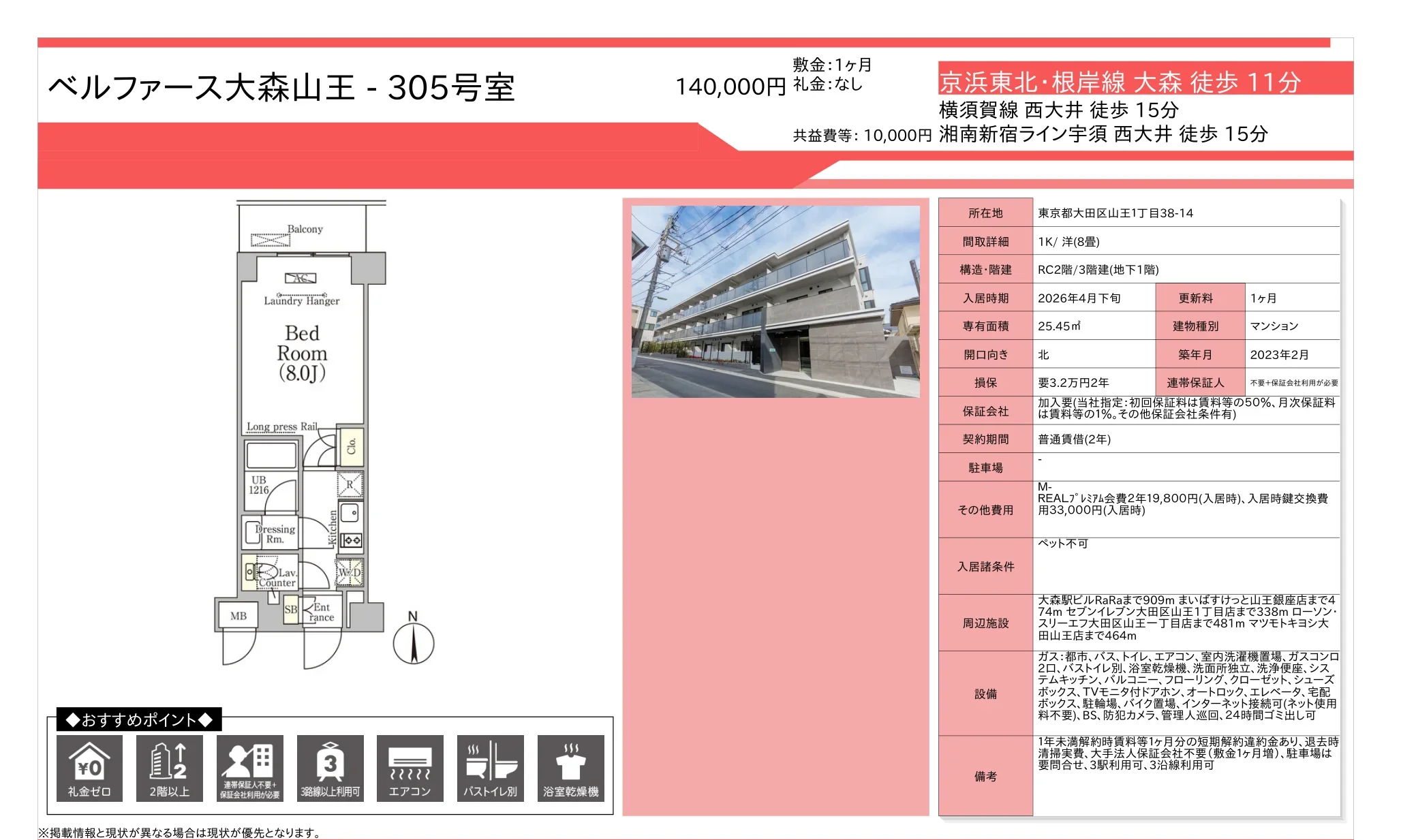 ベルファース大森山王 305号 0