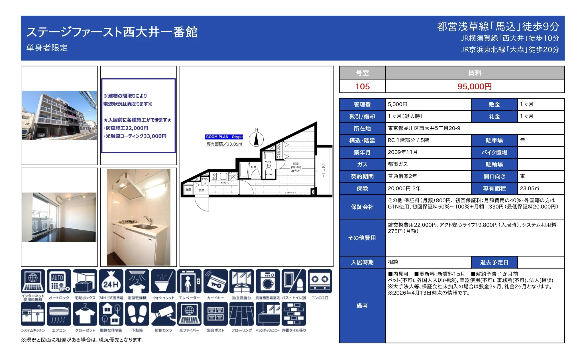 ステージファースト西大井一番館 105号 0