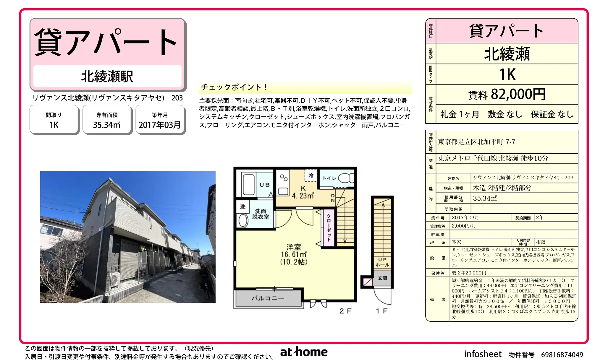 リヴァンス北綾瀬 203 0