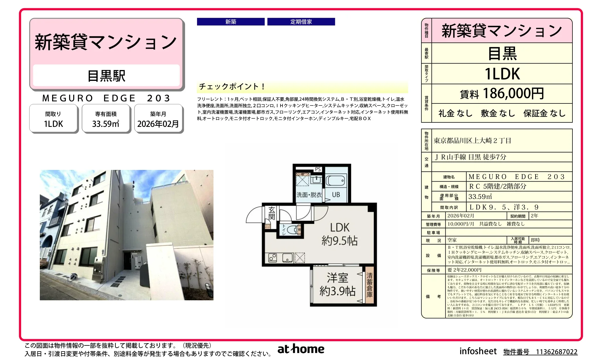 Brand New 1LDK Condo Near Station in Kamiosaki 0