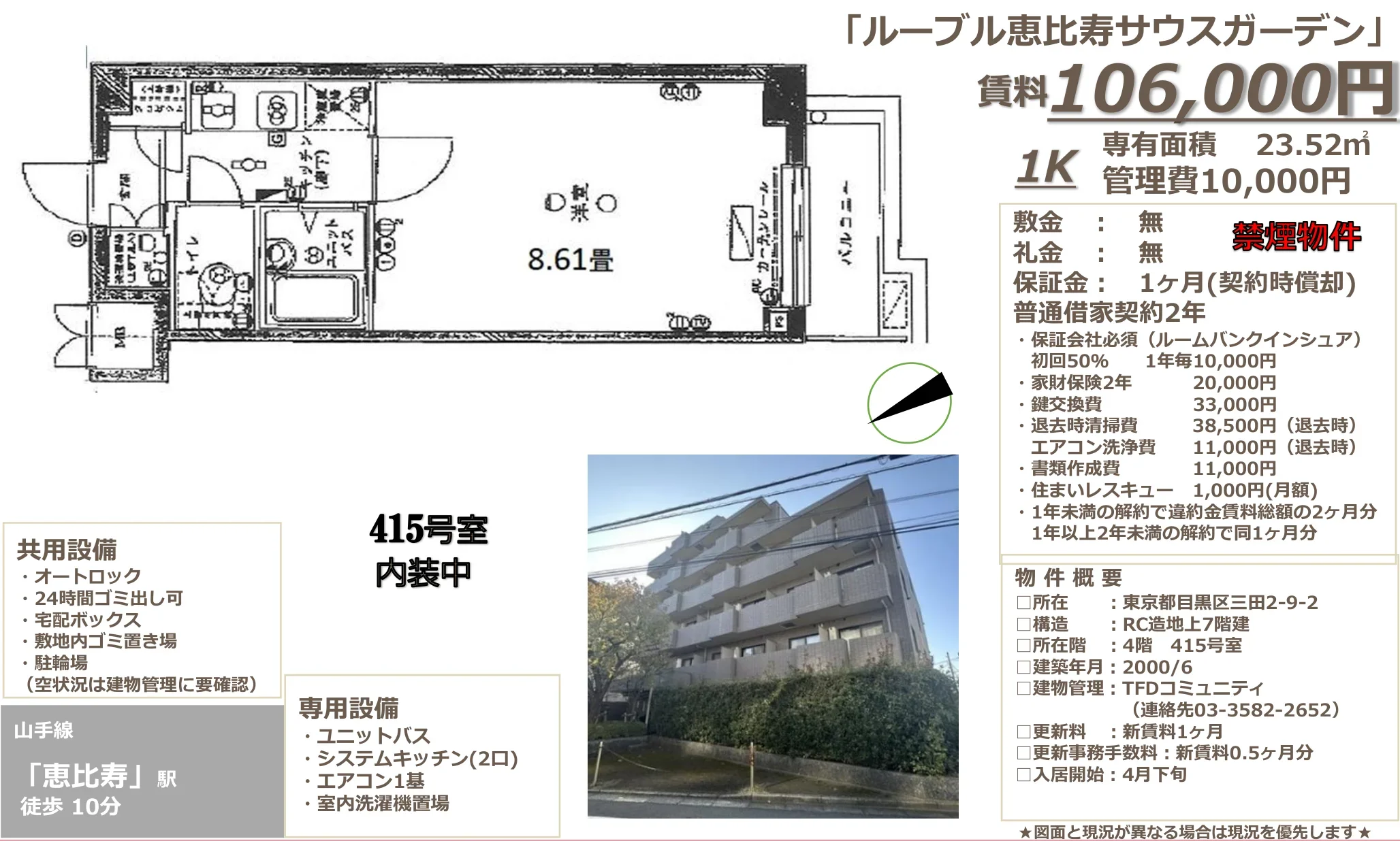 ルーブル恵比寿サウスガーデン 415号 0
