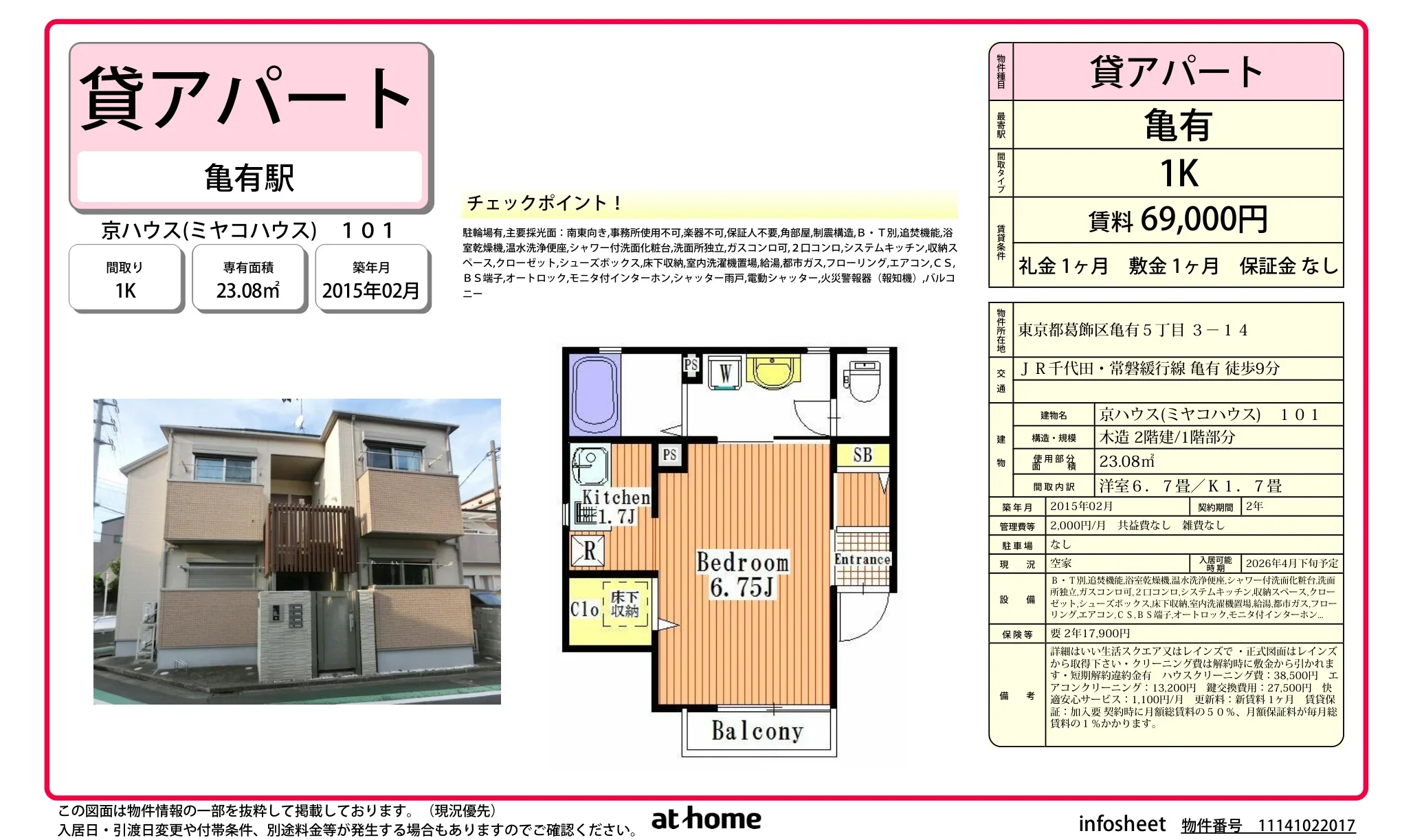京ハウス(ミヤコハウス) 101号 0