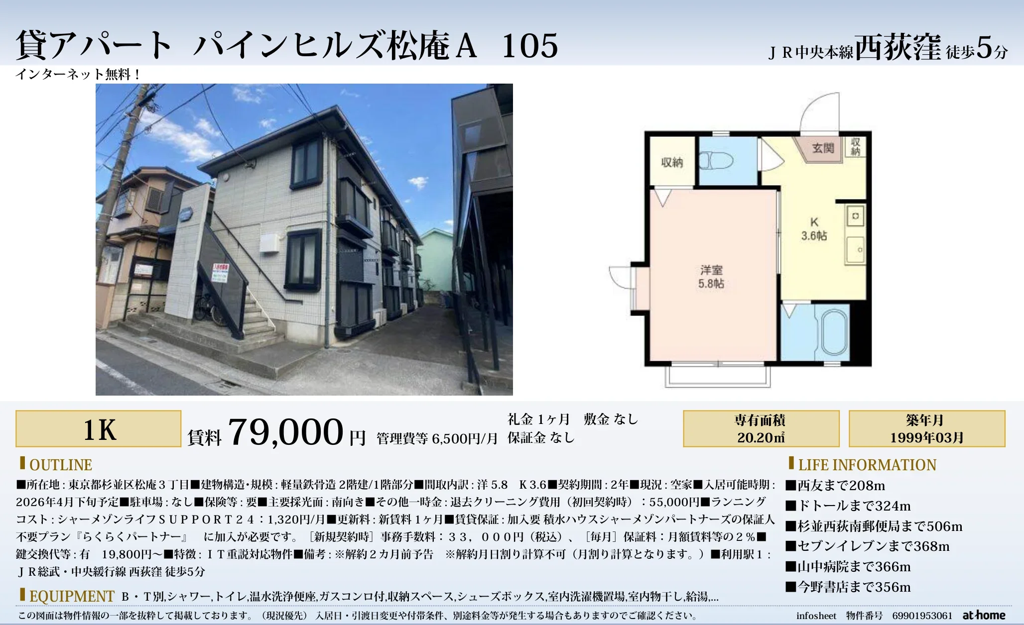 パインヒルズ松庵A 105 105号 0
