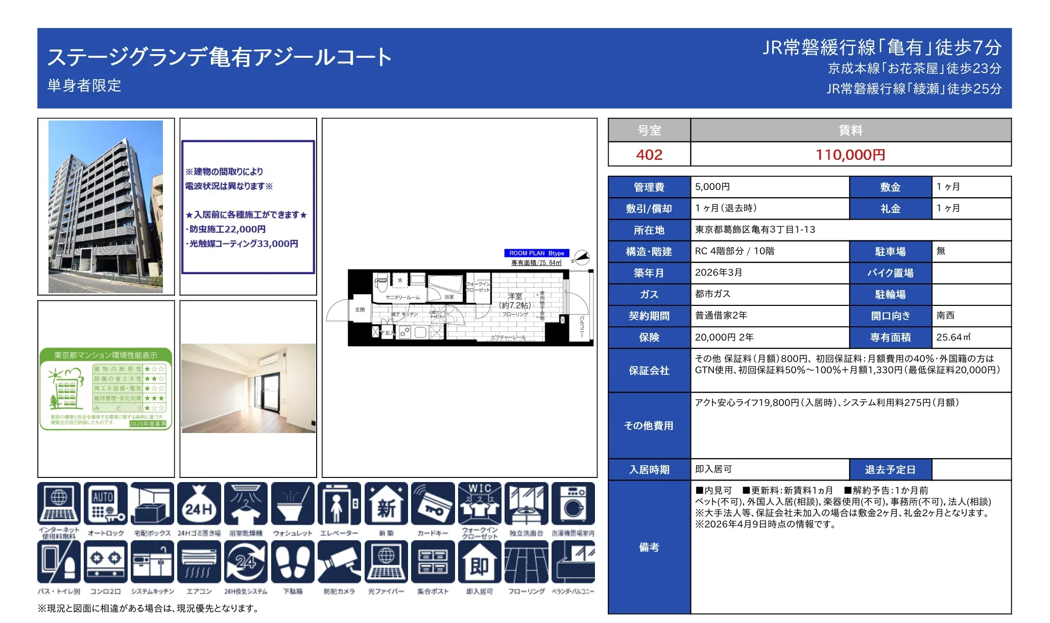 ステージグランデ亀有アジールコート 402 0