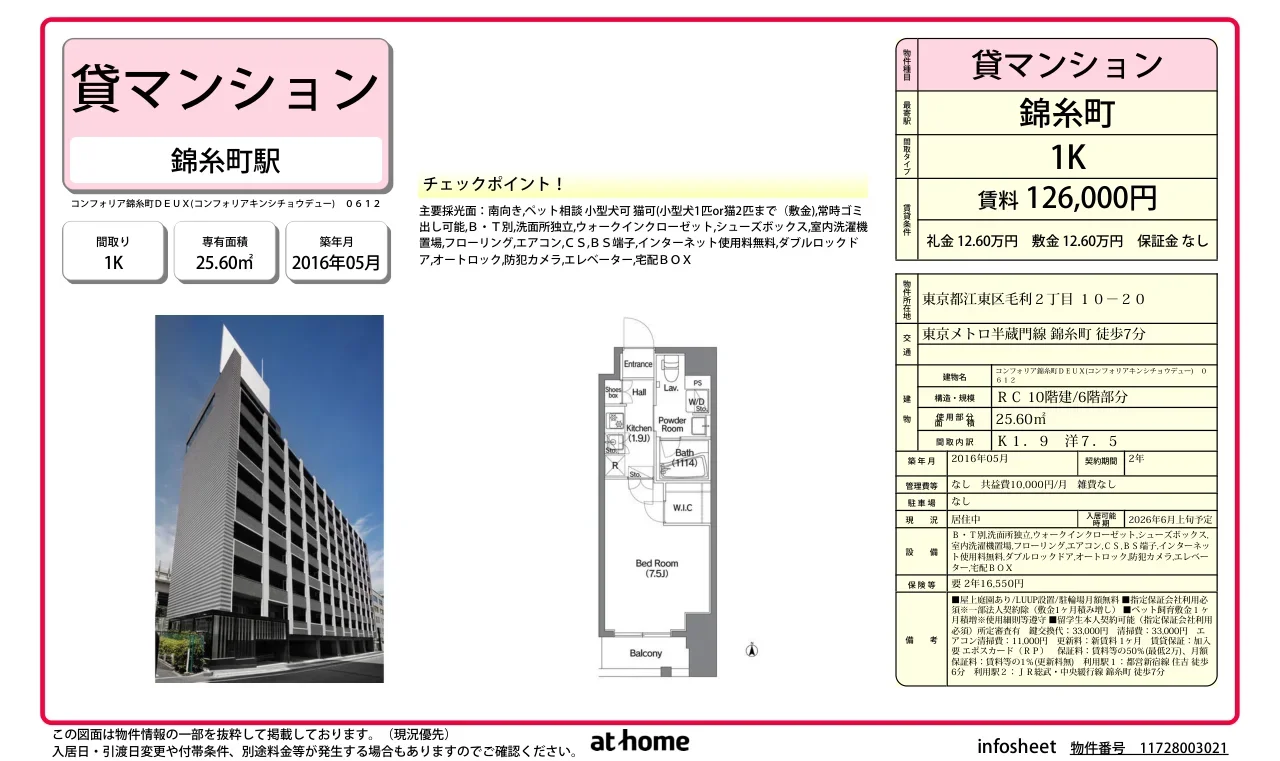 コンフォリア錦糸町ＤＥＵＸ 0