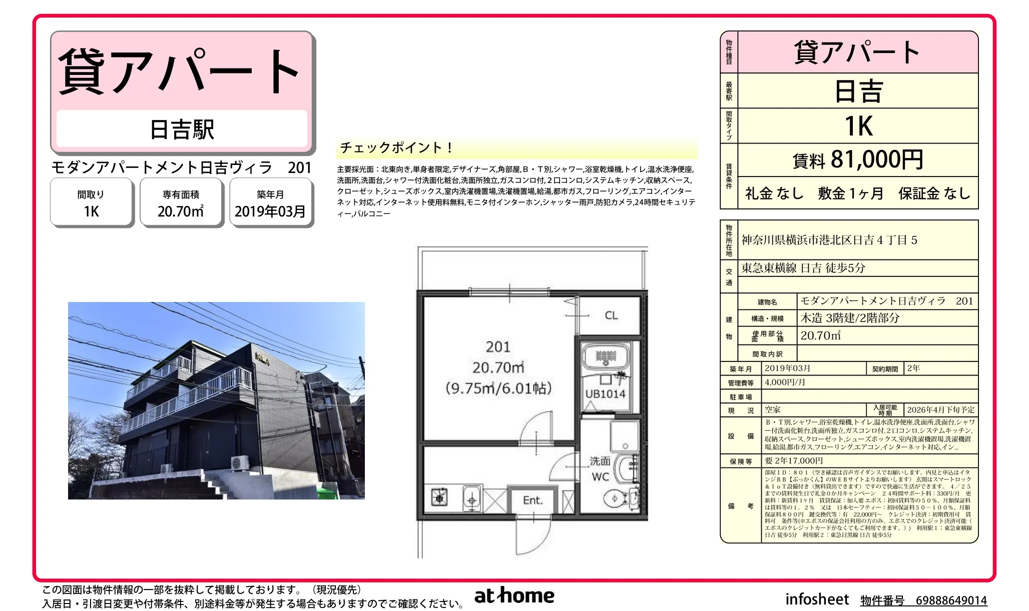 モダンアパートメント日吉ヴィラ 201 201 0