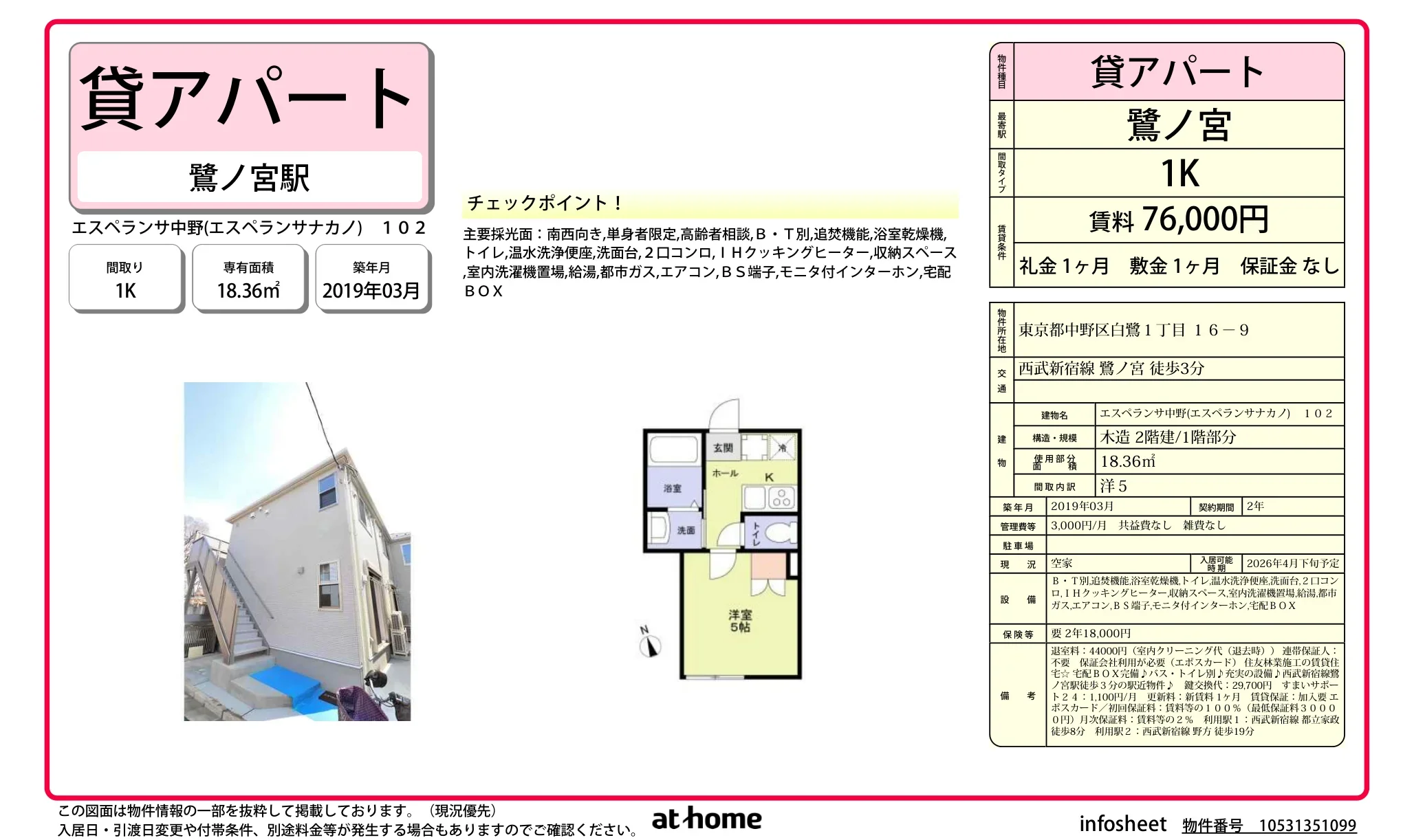 エスペランサ中野 102号 0