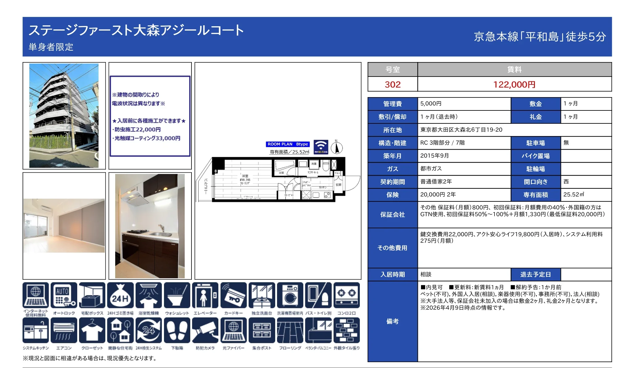 ステージファースト大森アジールコート 302号 0