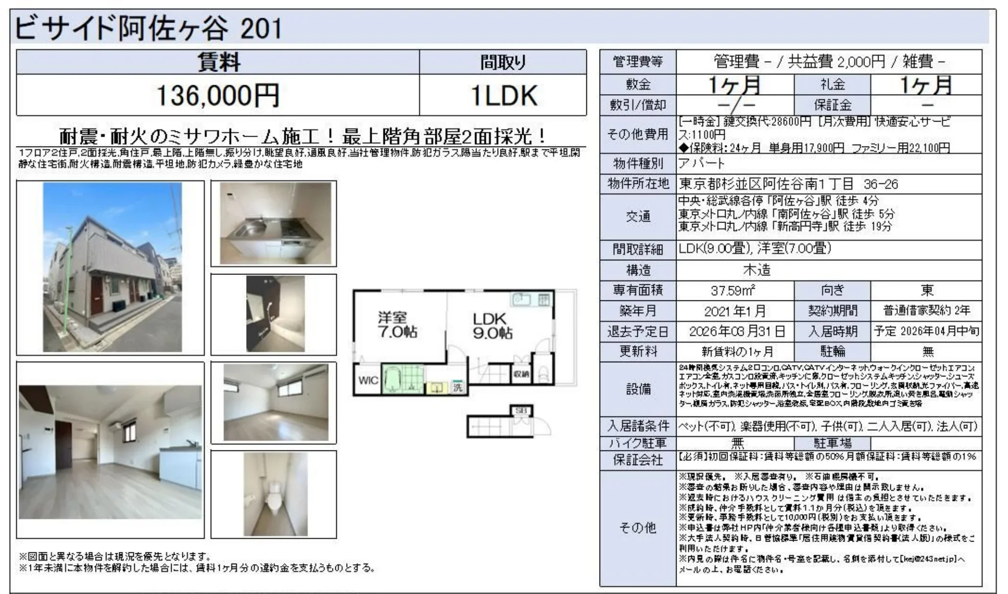 ビサイド阿佐ヶ谷201 201号 0