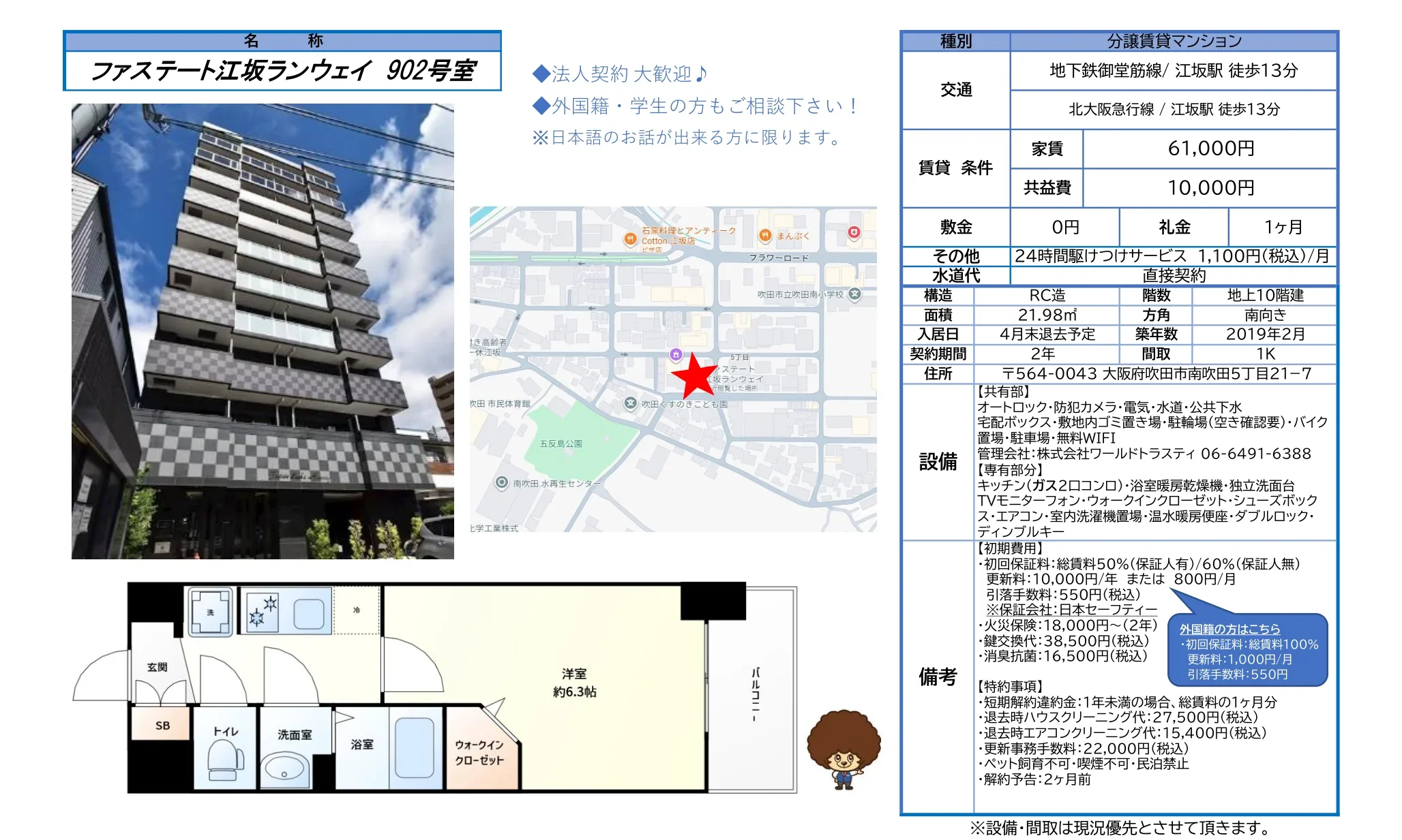 ファステート江坂ランウェイ 902号室 902号 0