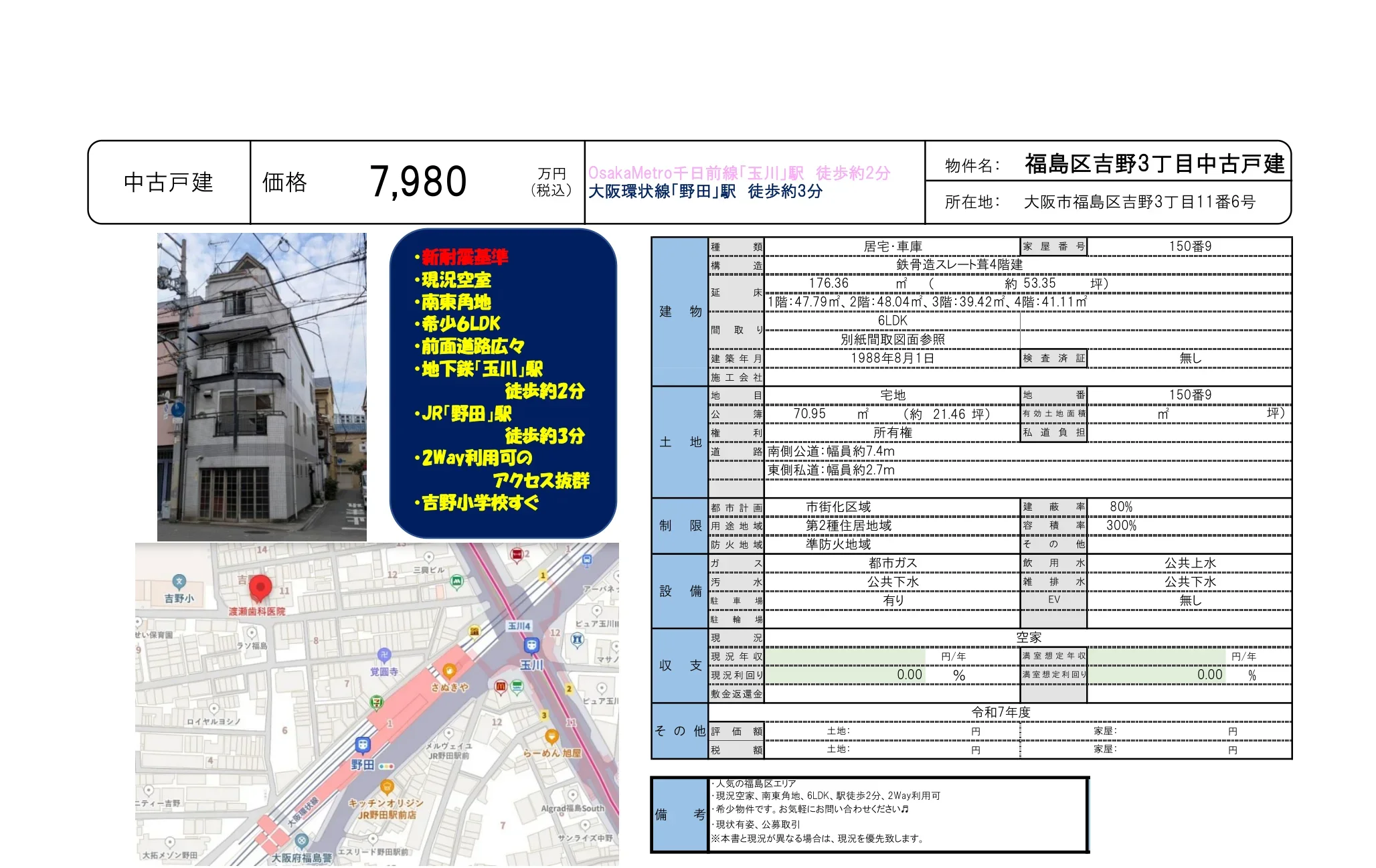 大阪府大阪市福島区吉野３丁目 0