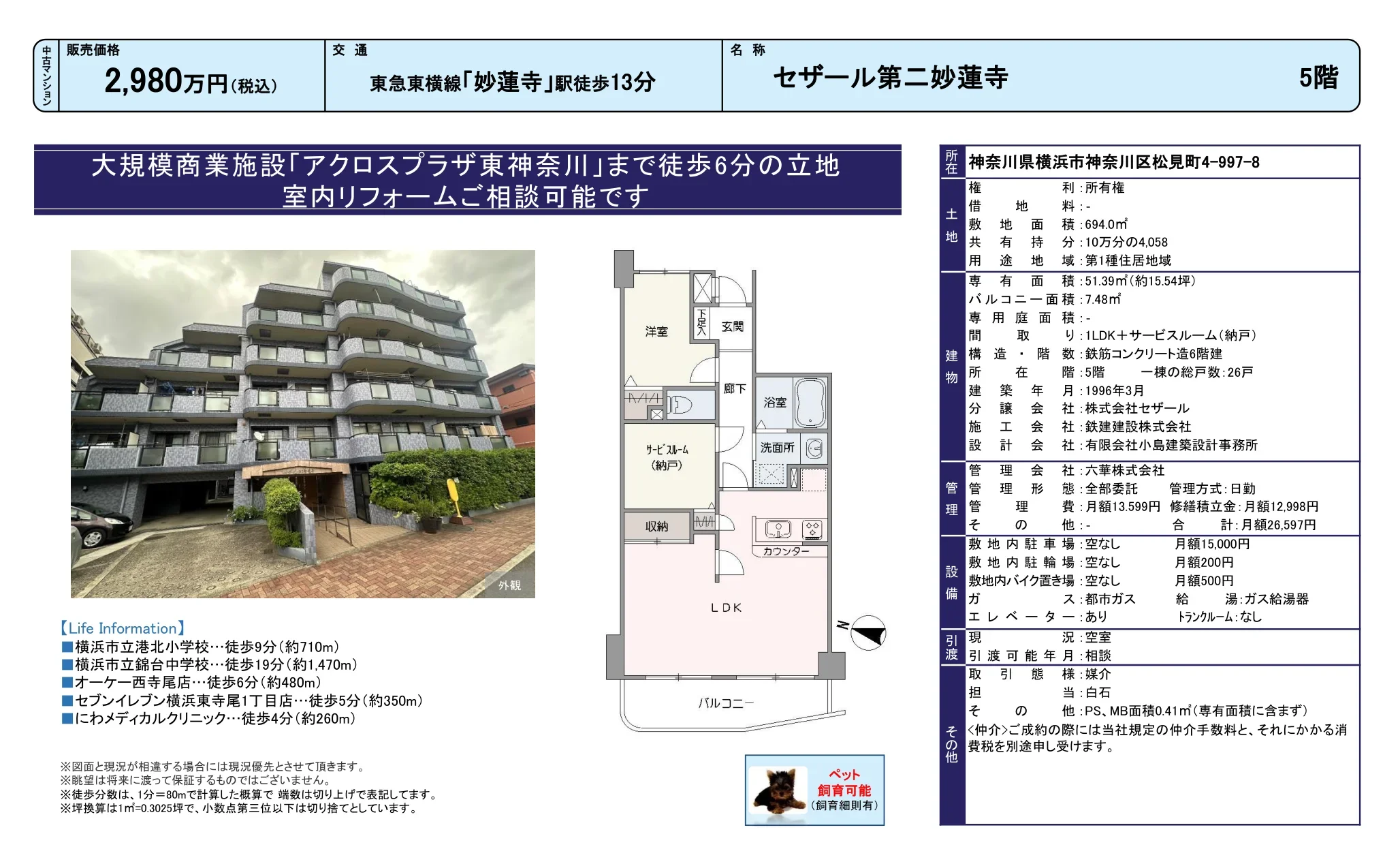 セザール第二妙蓮寺 5号 0