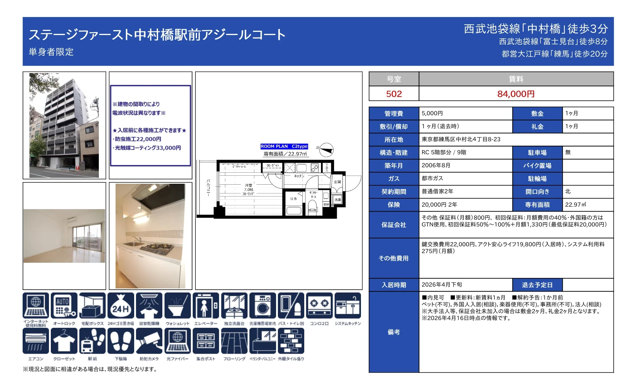 ステージファースト中村橋駅前アジールコート 502号 0