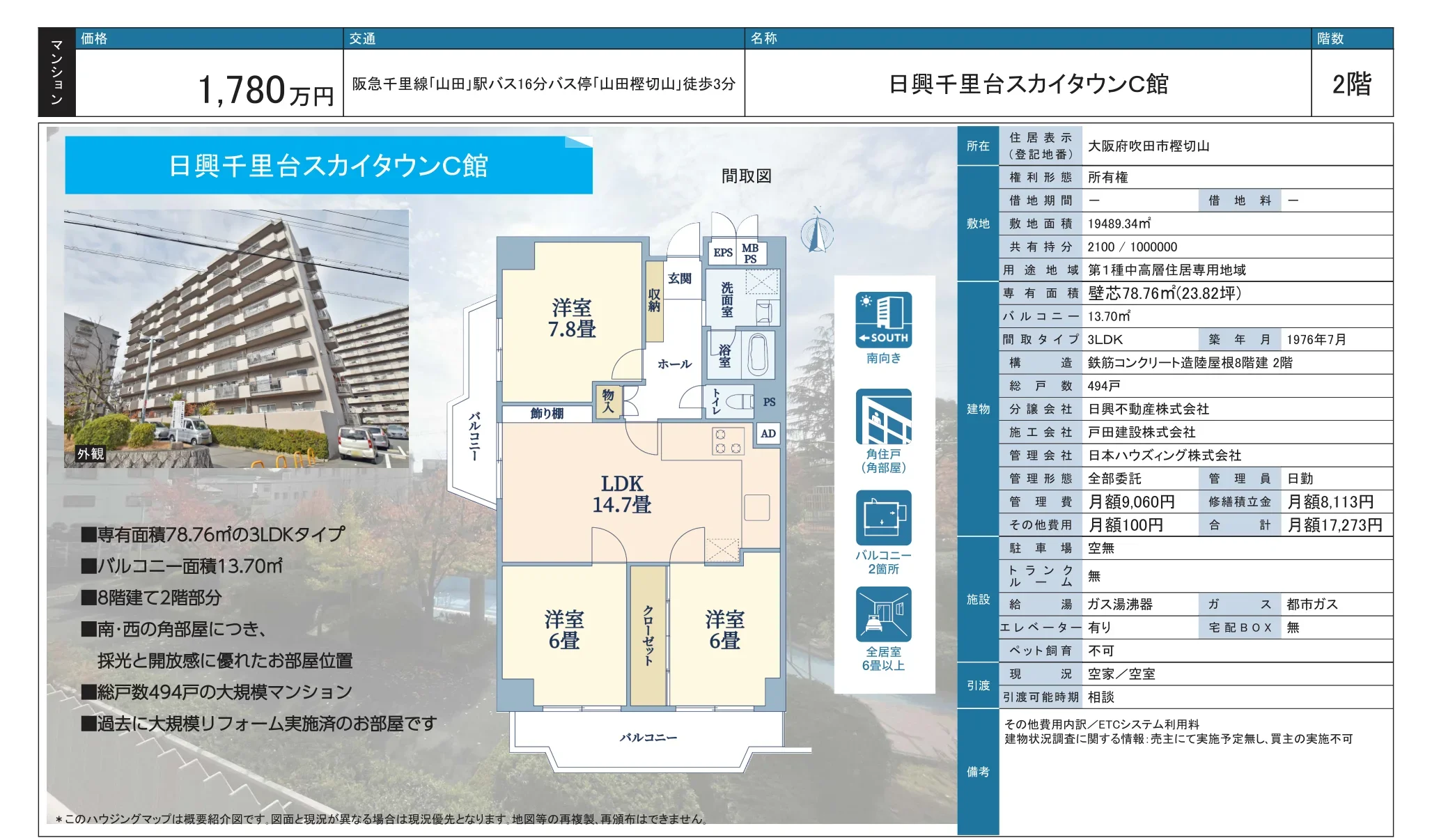 日興千里台スカイタウンC館 2階 0