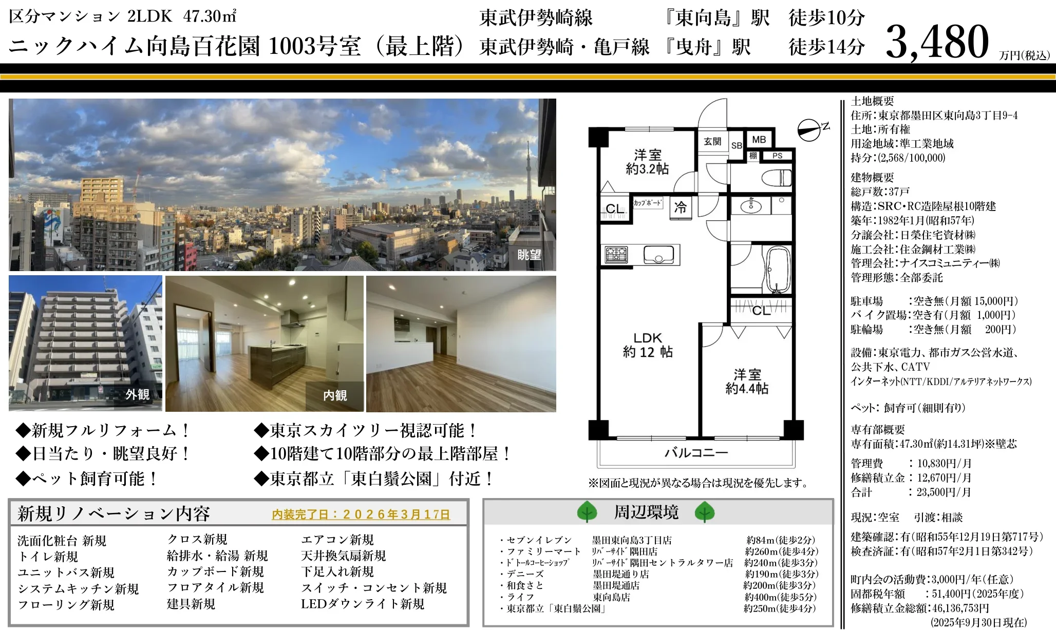 ニックハイム向島百花園 1003号室 1003号 0